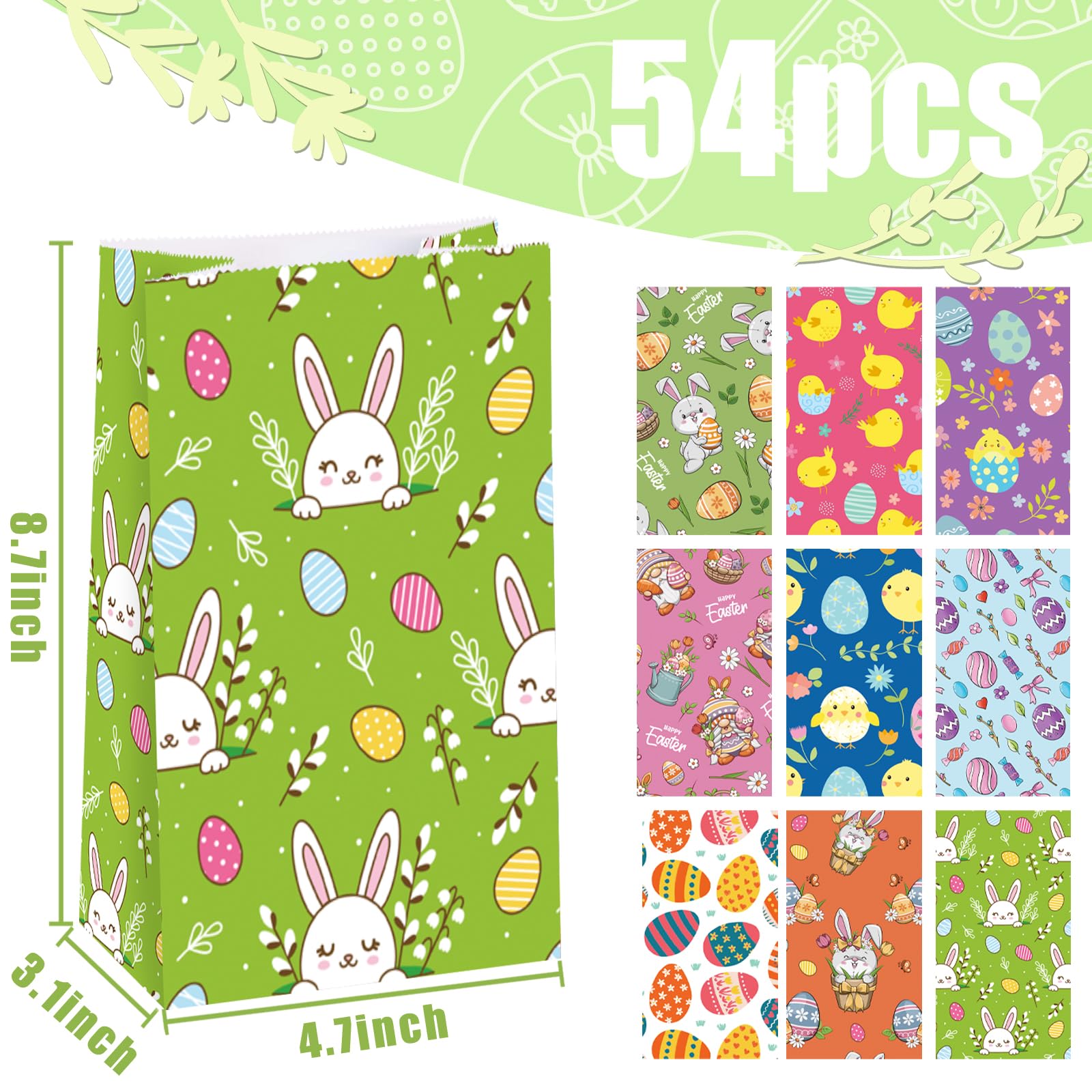 VGOODALL 54 Pack Easter Treat Bags - 4.7