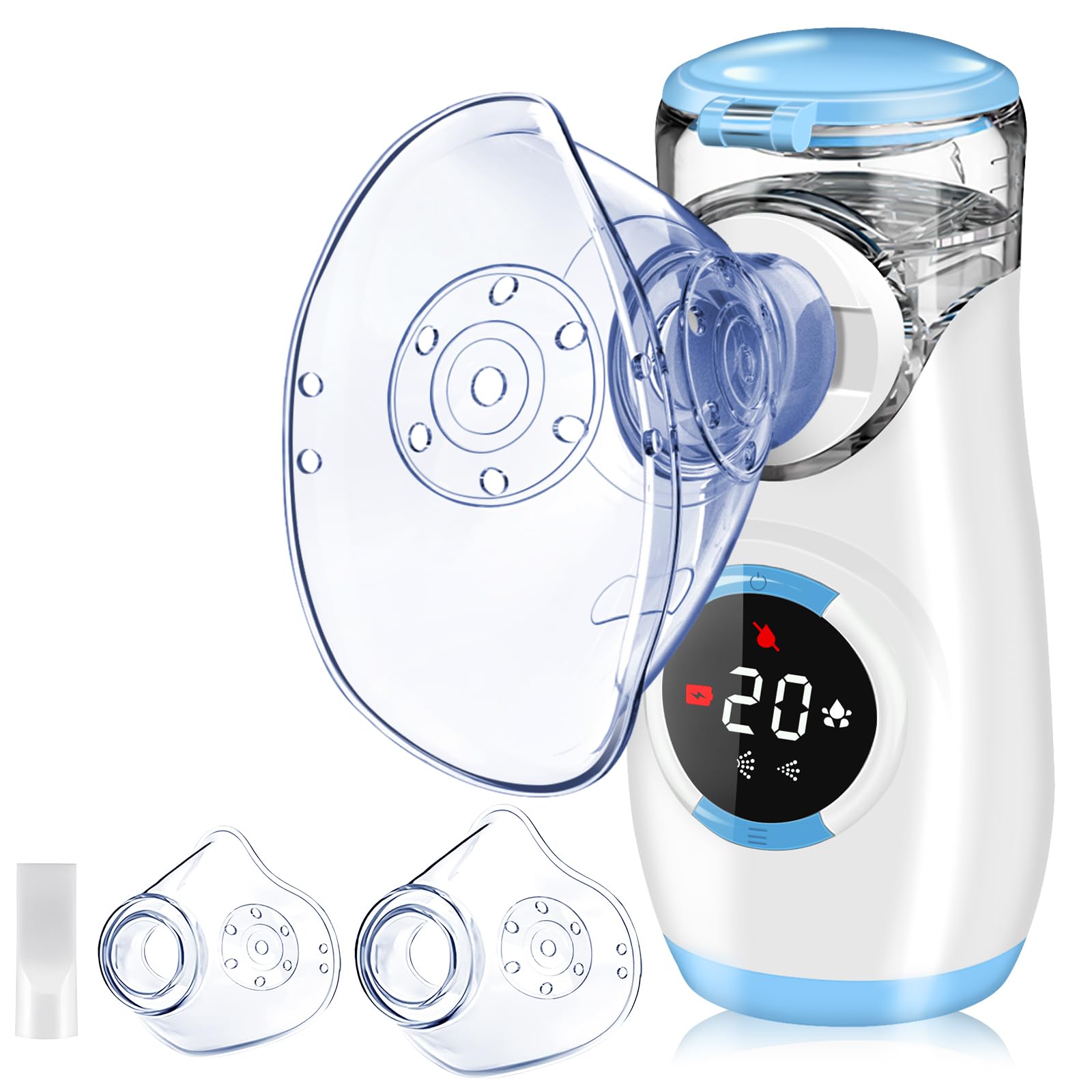 Portable Digital Nebulizer for Kids & Adults - Quiet Inhaler with 2 Masks | Home & Travel Use