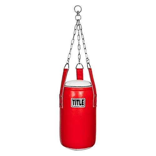 TITLE Boxing Leather Accuracy Heavy Bag - Red/White | Premium Hanging Punching Bag for Boxing, Kickboxing & MMA Training | Perfect for Home Gym, Garage Workouts & Martial Arts Practice