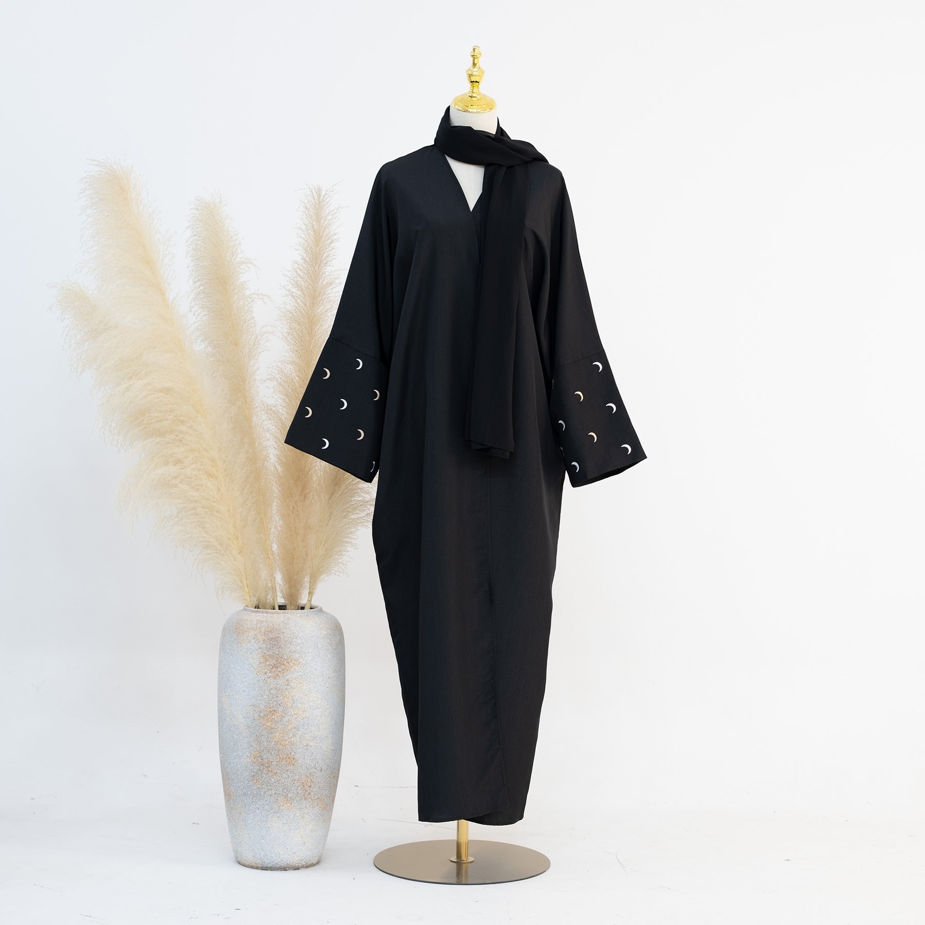 Lightweight Iris Open Abaya for Women - Breathable Black Muslim Dress for Prayer & Daily Wear | Perfect for Home, Mosque & Special Occasions