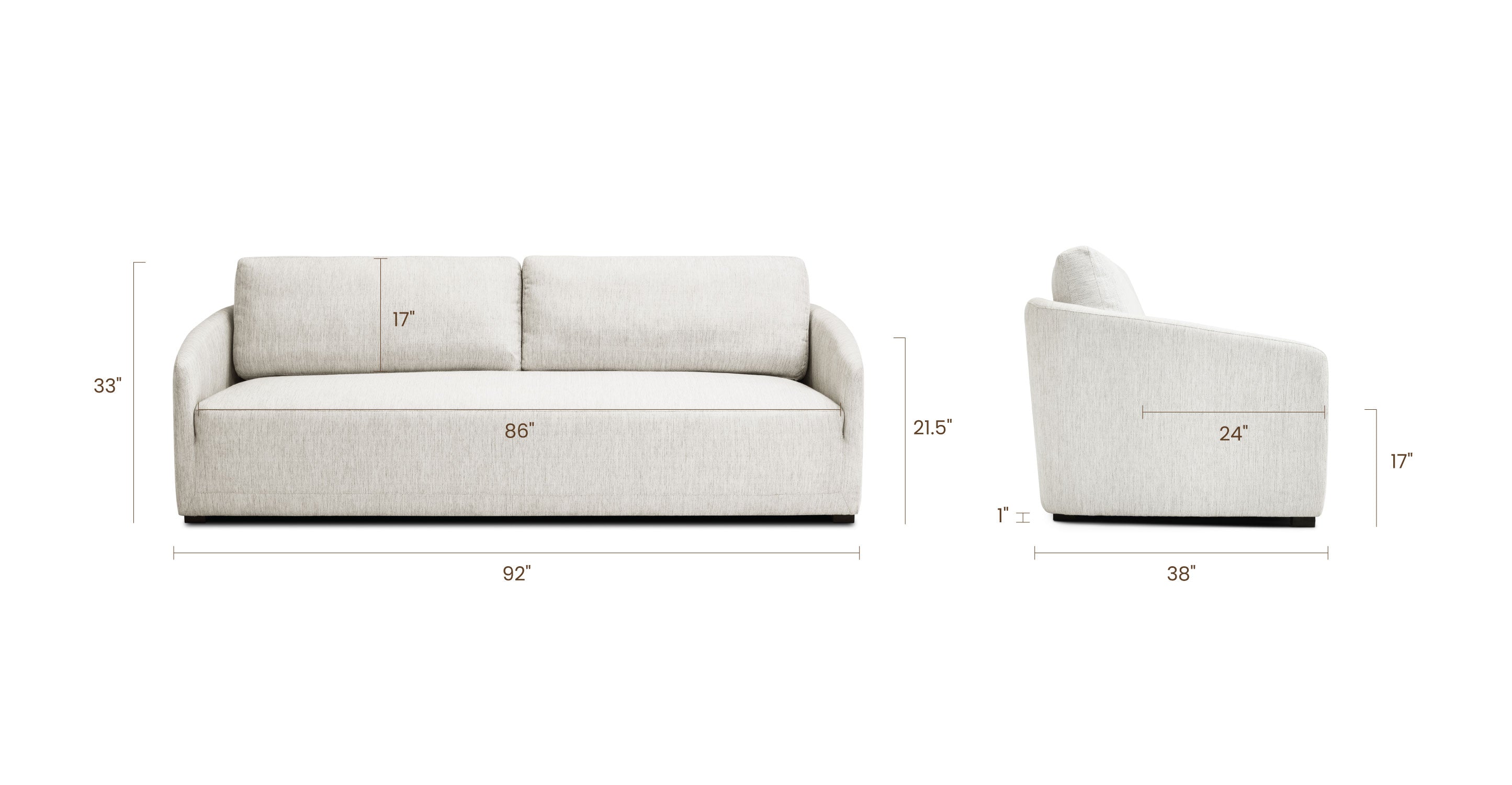 Rhodes 92 Sofa - Modern Comfortable 3-Seater Couch for Living Room, Lounge & Home Theater | Durable Upholstered Sectional with Premium Cushions