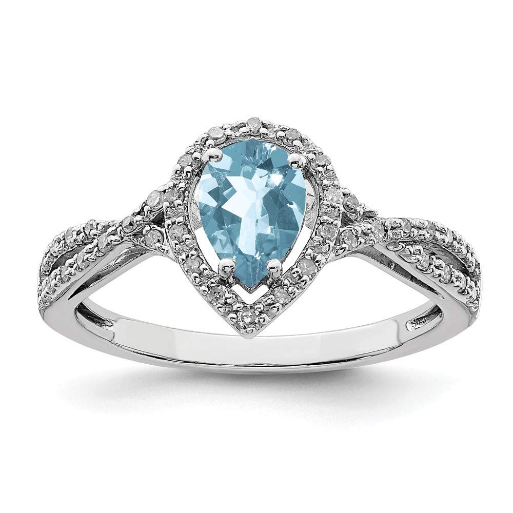 925 Sterling Silver Diamond & Swiss Blue Topaz Ring for Engagement & Wedding