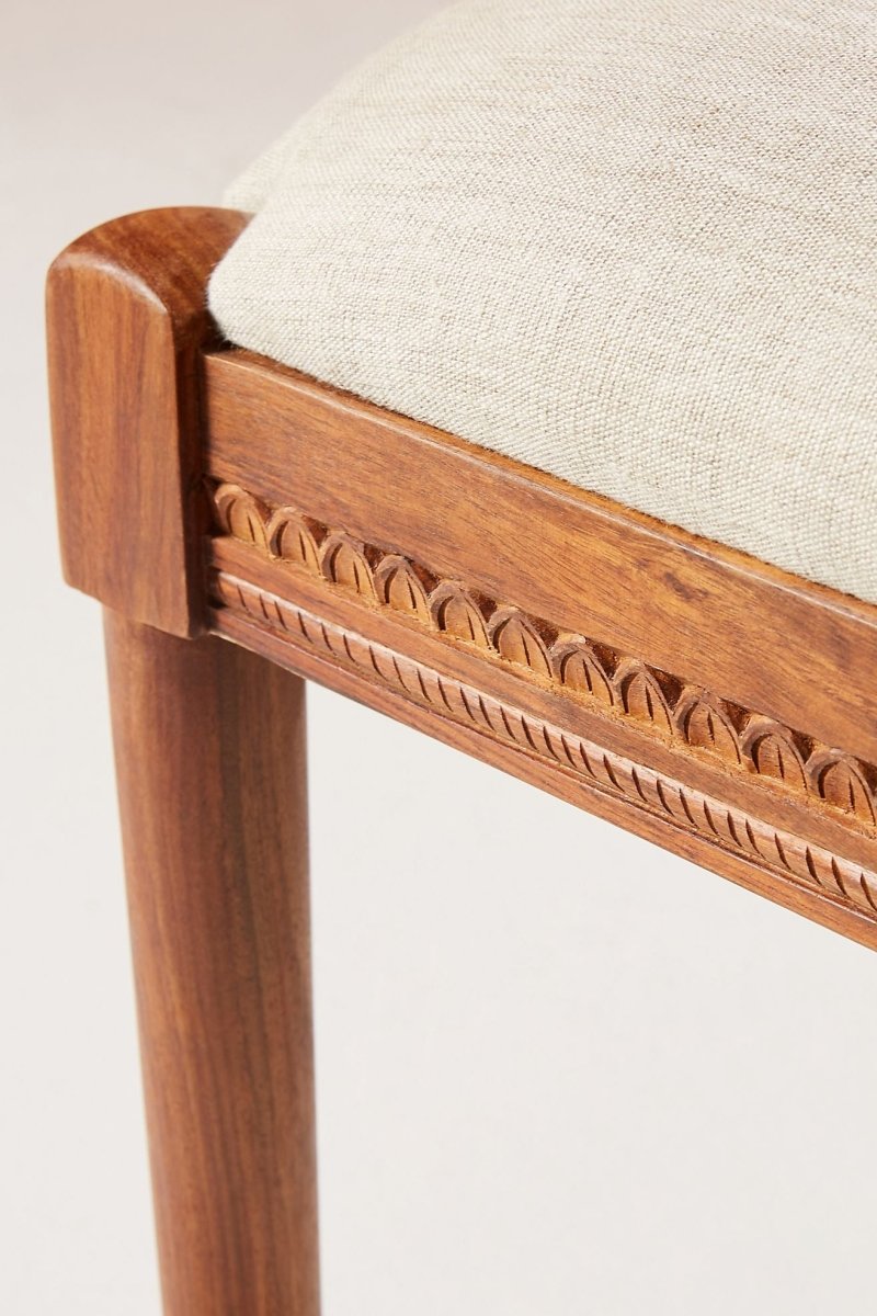 Hand Carved Peacock Design Wooden Dining Chair - Traditional Indian Handcrafted Furniture for Home Decor, Living Room, Dining Room & Office Use