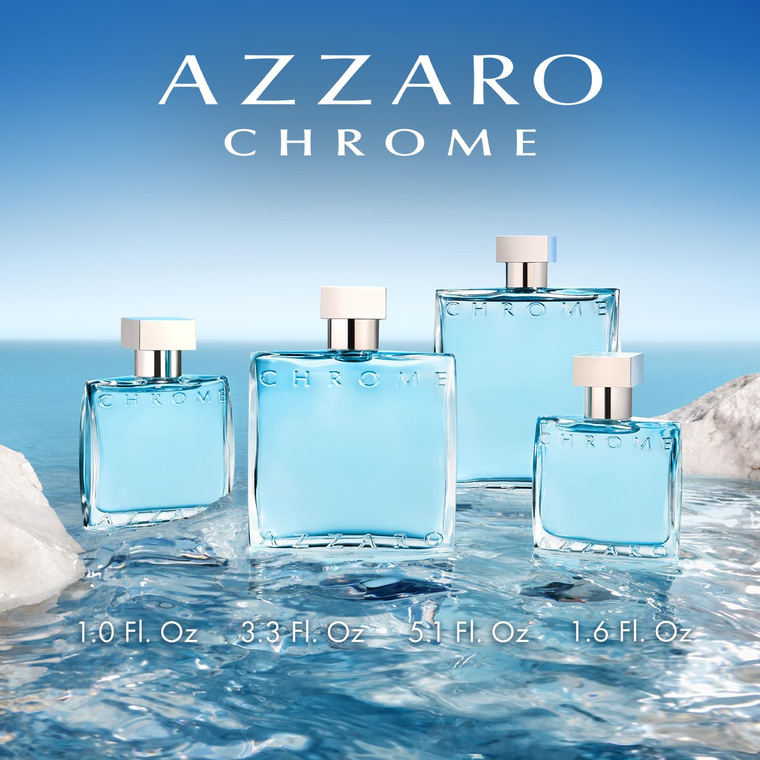 Azzaro Chrome Eau de Toilette for Men - Fresh Aquatic Cologne with Citrus, Woody & Musky Notes - Bergamot Fragrance - Luxury Perfume for Everyday Wear & Summer Beach - Perfect for Office, Date Night & Outdoor Activities