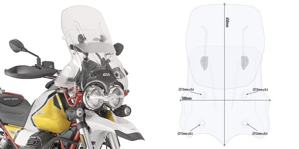 GIVI V85TT Moto Guzzi (2019) Windshield - Clear Motorcycle Windshield for Moto Guzzi V85TT 2019 Model - Perfect for Highway Riding and Long-Distance Touring