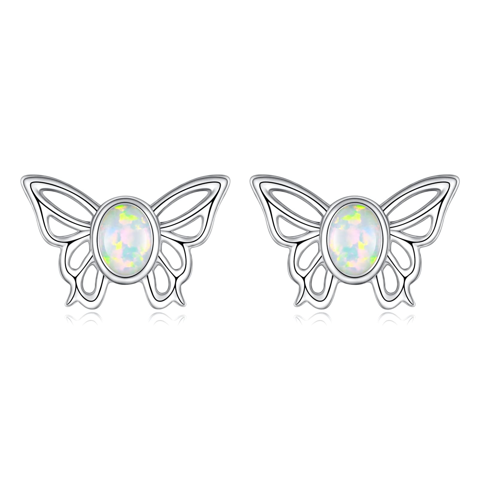 925 Sterling Silver Opal Elephant Penguin Bunny Stud Earrings - Dainty Animal Jewelry for Women & Girls - Perfect Gift for Daughter, Friends, Birthday & Everyday Wear