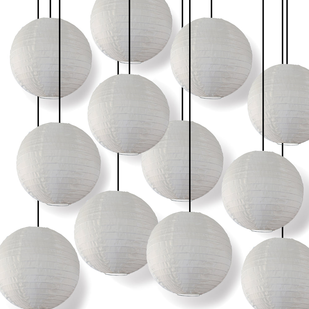 12 Pack Beige Shimmering Nylon Lanterns - 14