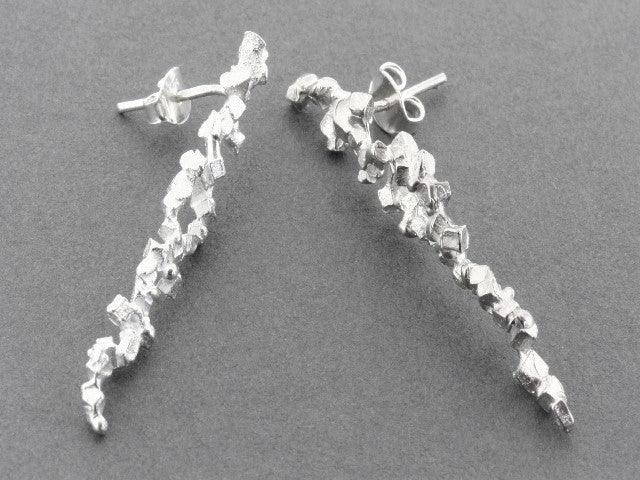 Druzy Long Post Stud Earrings in Sterling Silver - Elegant & Hypoallergenic Jewelry for Women | Perfect for Parties, Weddings & Everyday Wear