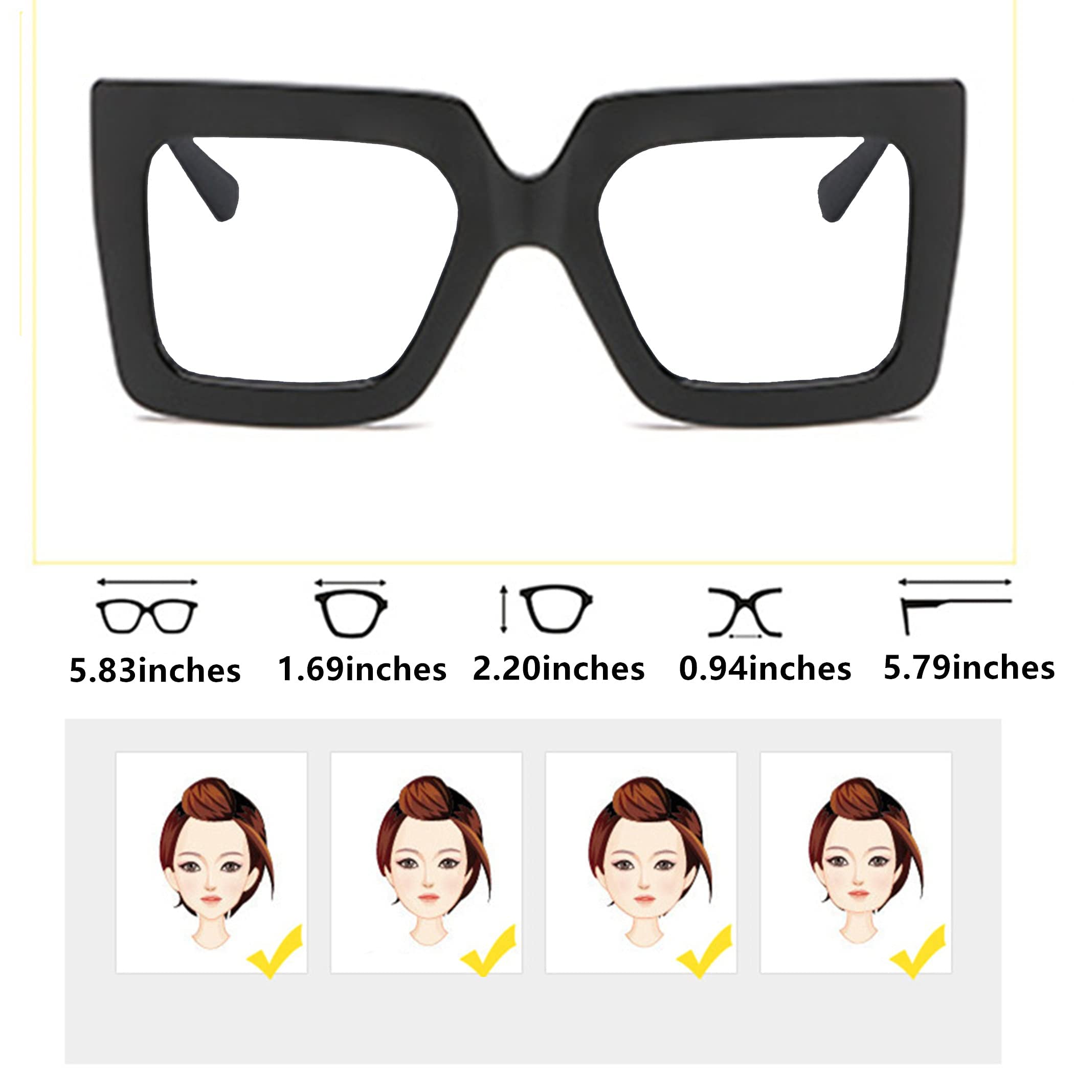 Bullabulling Oversized Square Blue Light Blocking Glasses - Anti-Eye Strain Reading Glasses for Women & Men, Fashionable Gradient Cat Eye Frames for Work, Gaming & Screen Time