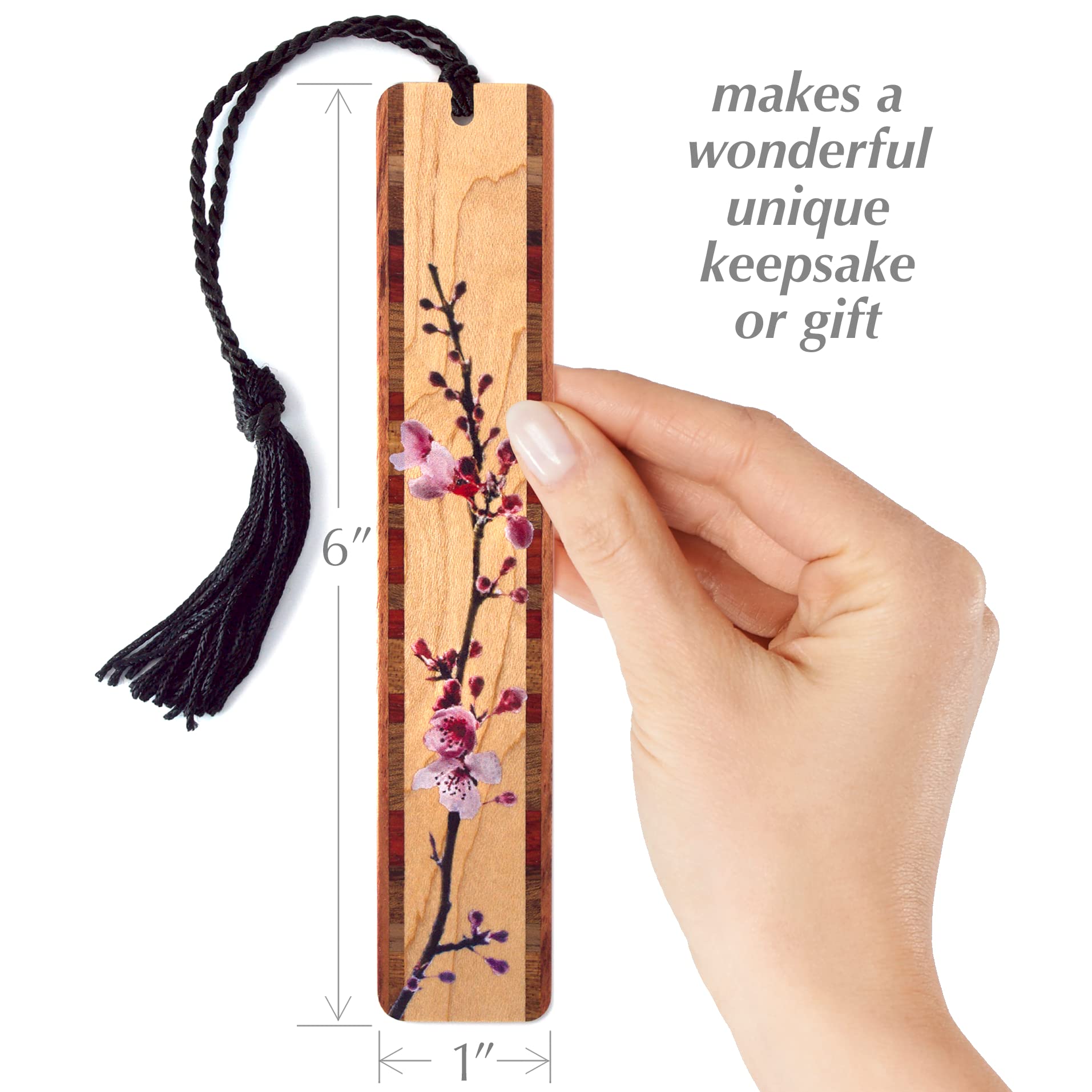 Handmade Cherry Blossom Wooden Bookmark - Japanese Sakura Design - Personalized Gift for Book Lovers - Made in USA - Perfect for Reading, Journals, and Special Occasions