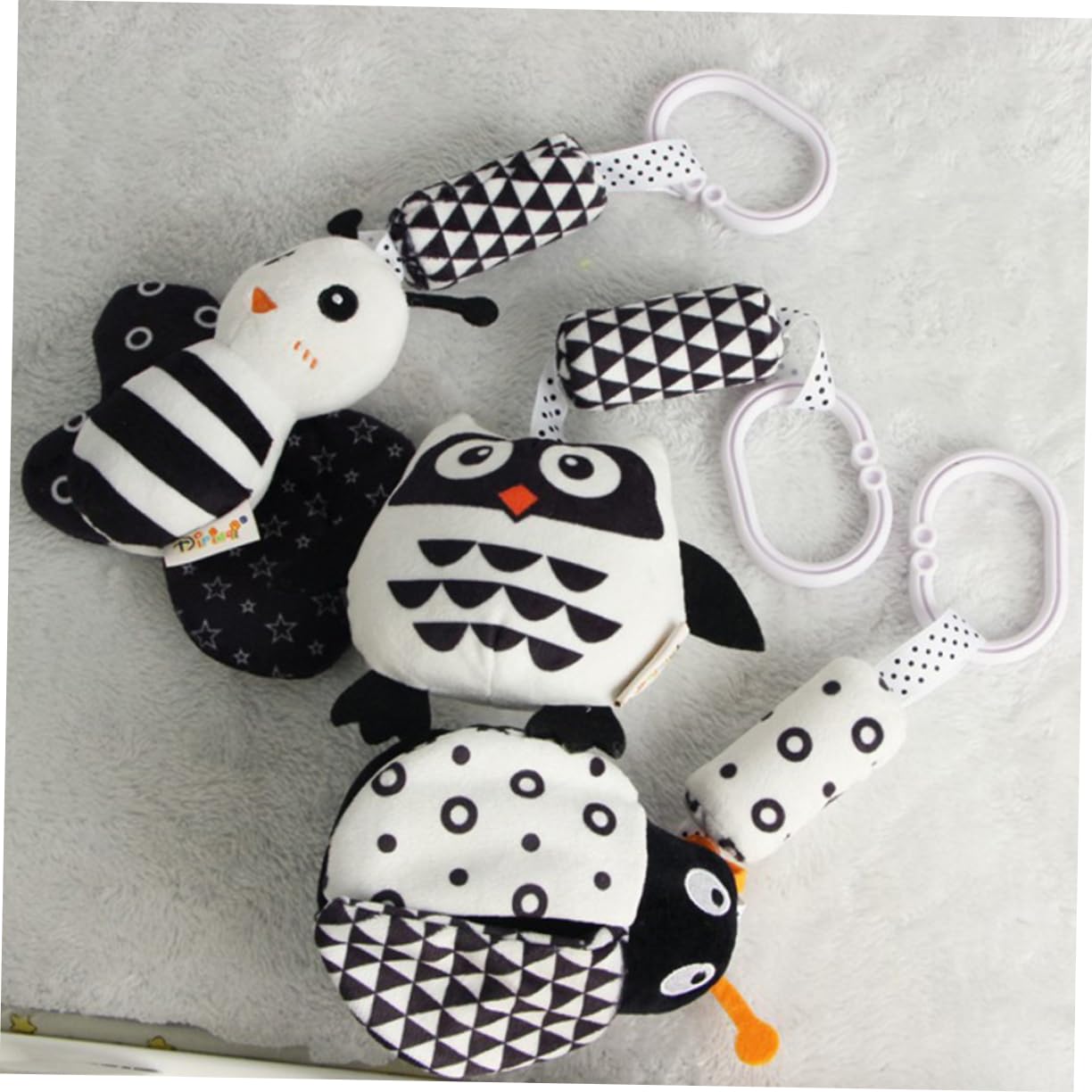 WHAMVOX Black and White Animal Wind Chimes - High Contrast Newborn Sensory Toys for Strollers, Cribs & Playtime | Soft Plush Baby Developmental Toy for Visual Stimulation