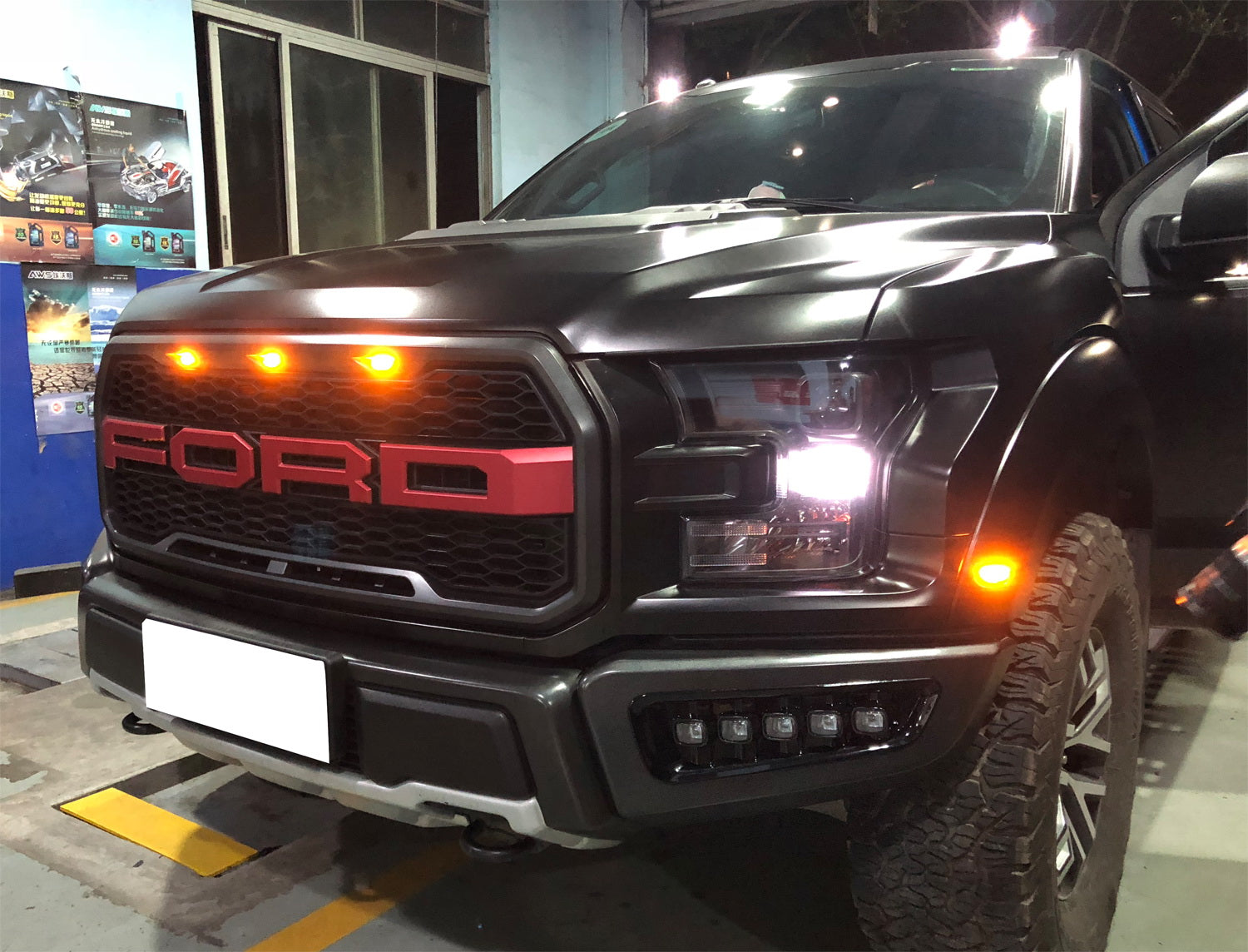 5-Pack White/Amber Switchback LED Daytime Running Lights for 2017-2020 Ford Raptor - DRL Fog Lights for Off-Road & Night Driving