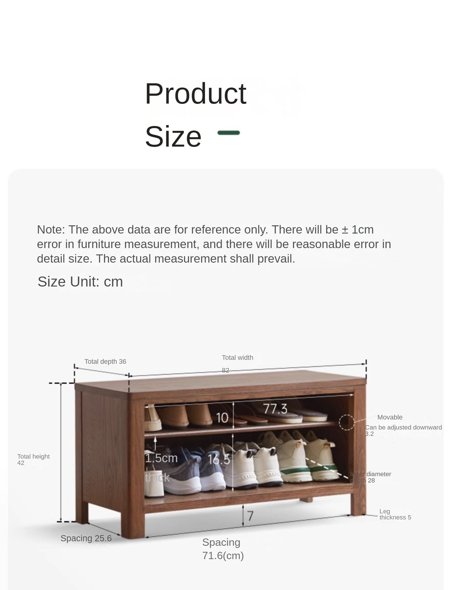 Solid Oak Wood Shoe Bench for Entryway - Durable Shoe Storage Stool for Hallway, Living Room & Bedroom Organization