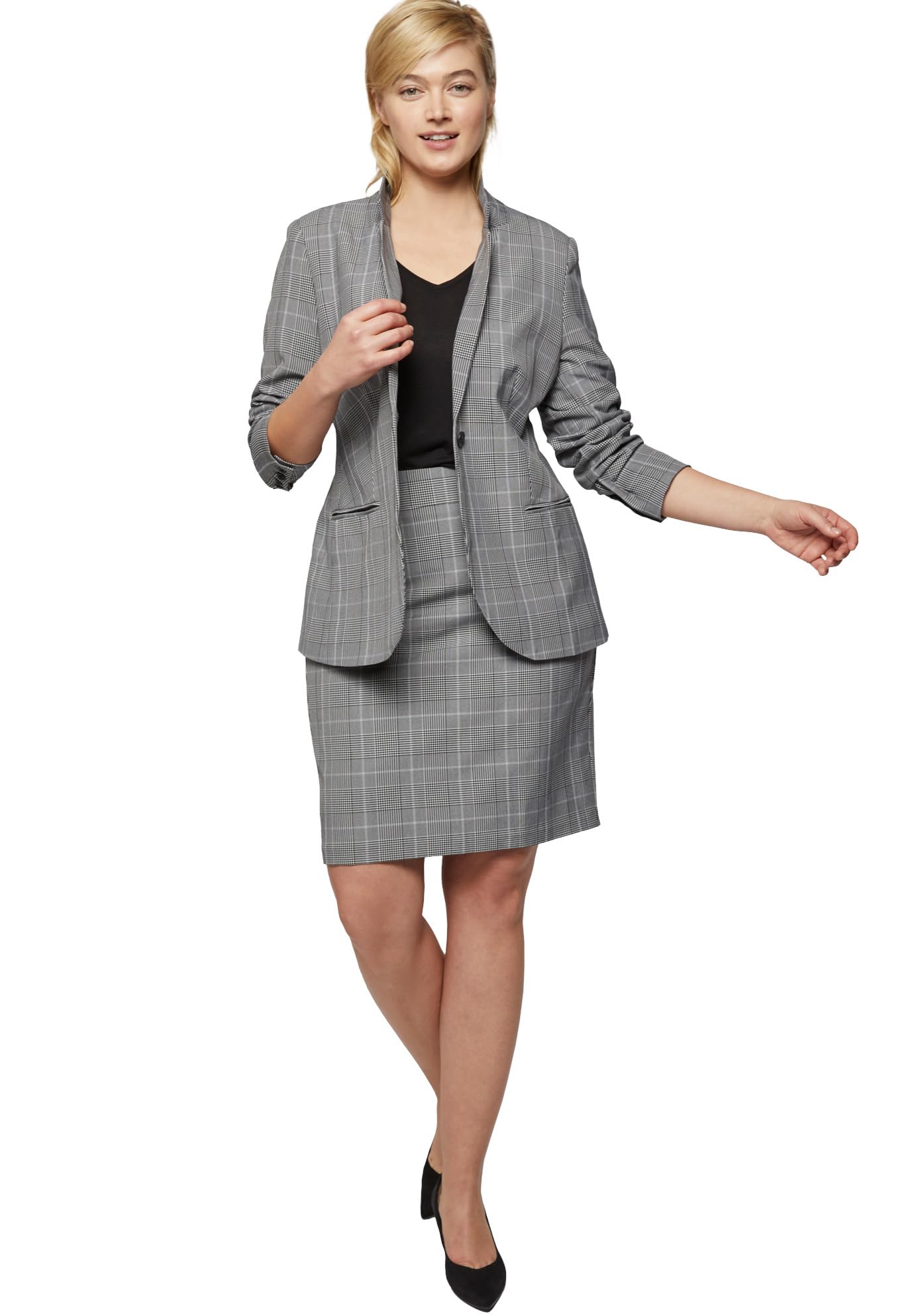 Ellos Women's Plus Size Pencil Skirt - Stretchy High Waist Office Work Skirt for Curvy Women | Perfect for Business Casual, Workwear & Professional Outfits