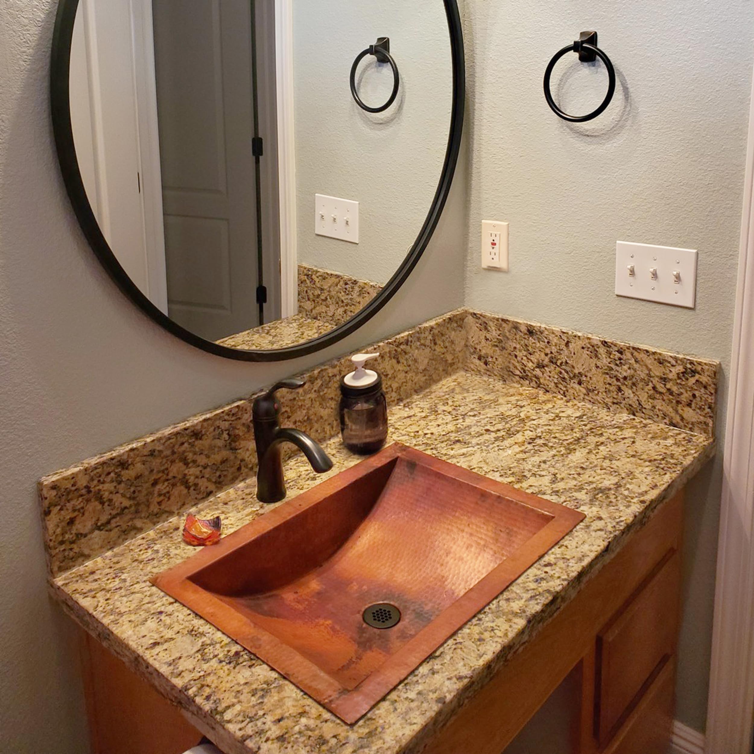 Novatto MERIDA Copper Bathroom Sink - Handcrafted Natural Copper Vessel Sink for Modern & Rustic Bathrooms - Perfect for Farmhouse, Spa, and Luxury Home Decor