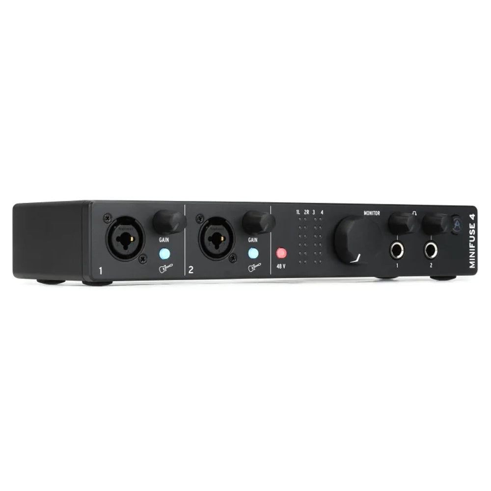 Arturia MiniFuse 4 Portable 4x4 USB Audio Interface with MIDI Connectivity - Compact Recording Studio Solution for Home & Professional Music Production (Black)