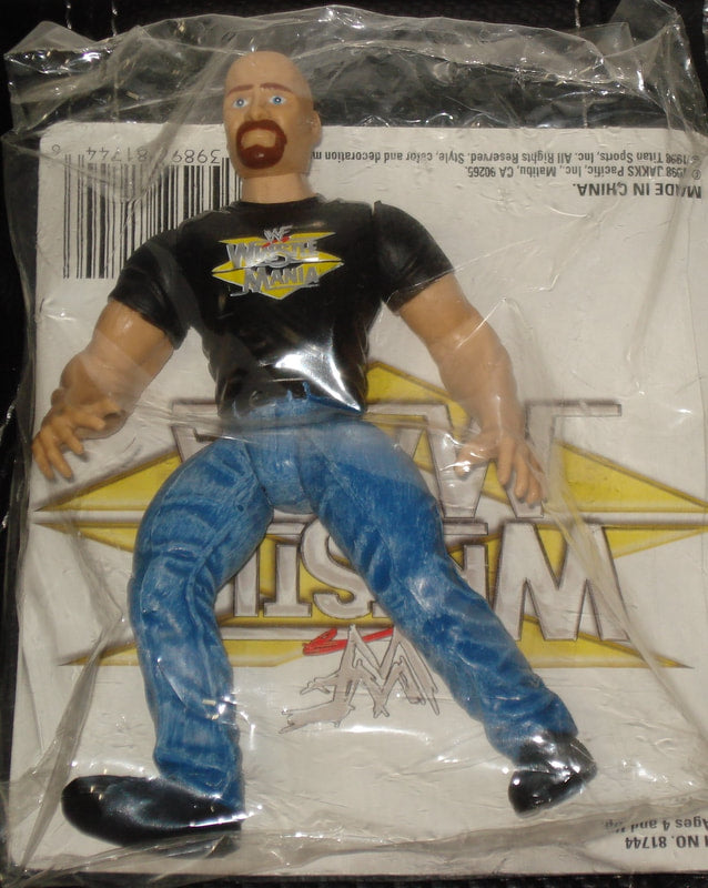 WWF Jakks Pacific WrestleMania XV Stone Cold Steve Austin Action Figure - KB Toys Exclusive Collectible (1999) - Perfect for Wrestling Fans and Toy Collectors