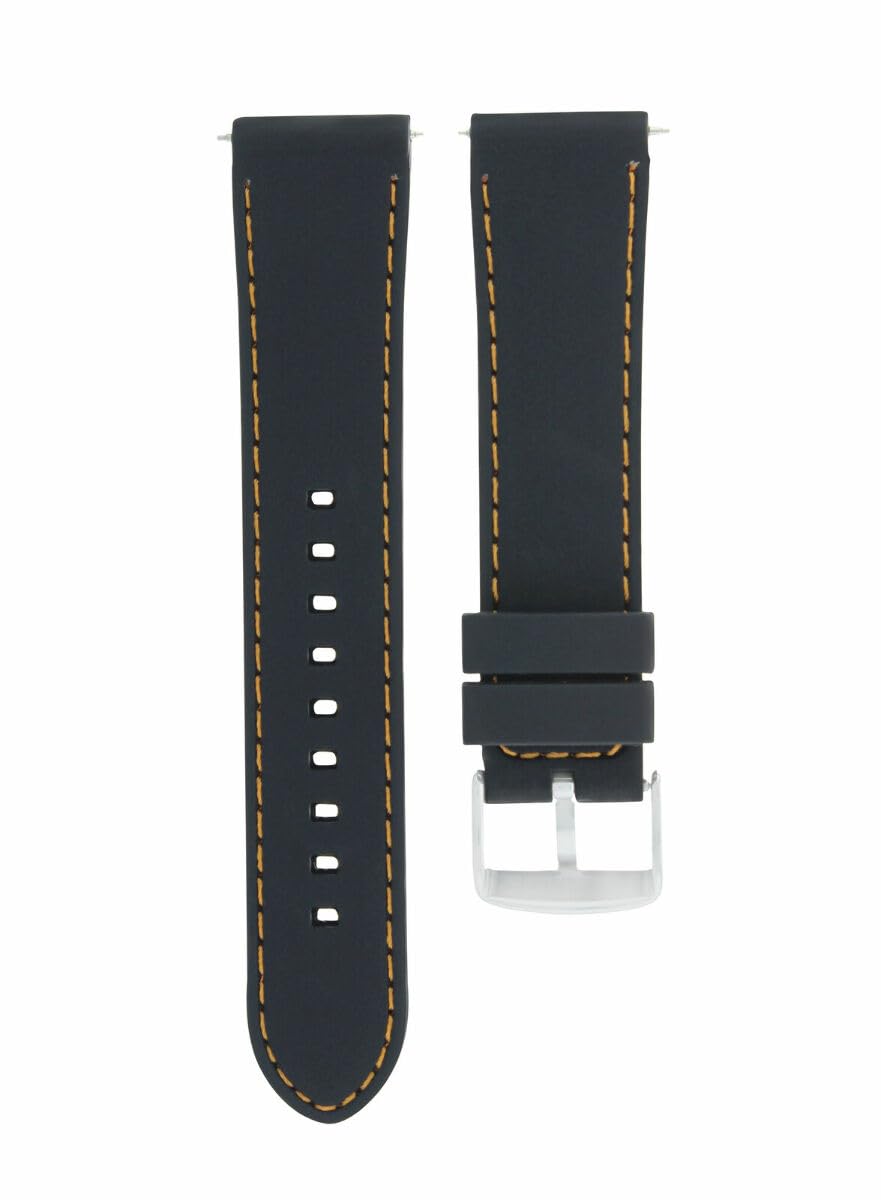 22mm Silicone Rubber Diver Watch Band Strap - Compatible with IWC Pilot Portuguese - Black & Orange Sport Watch Strap for Swimming, Diving & Outdoor Activities