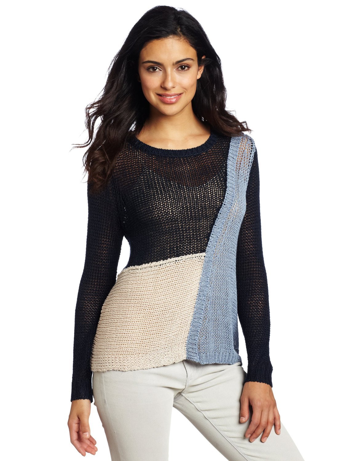 525 America Women's Asym Blocked Pullover Sweater - Cozy Knit Casual Top for Fall & Winter | Perfect for Office, Dates & Weekend Outings