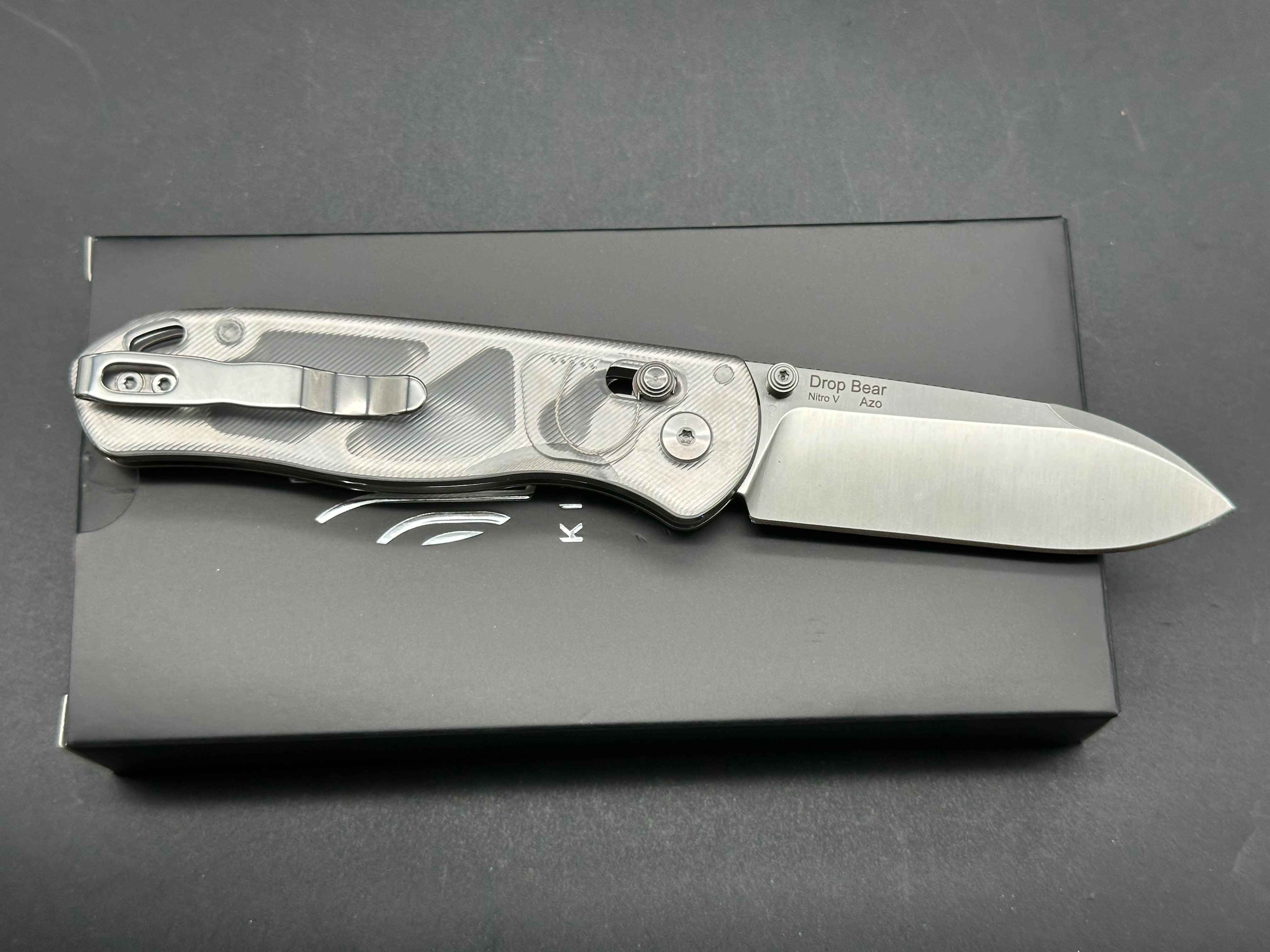 Kizer Drop Bear Folding Pocket Knife - NitroV Steel Blade, Clutch Lock, Acrylic Handle - EDC, Outdoor, Camping & Survival Tool