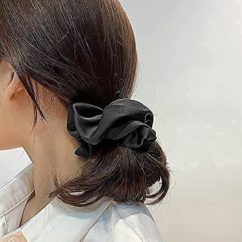 Women's Soft Silk Hair Scrunchies Set - 8 Pcs Fluffy Satin Hair Ties for Fine & Curly Hair | Elegant Ponytail Holders & Hair Accessories for Teen Girls & Women | Perfect for Office, Gym, Wedding & Daily Use