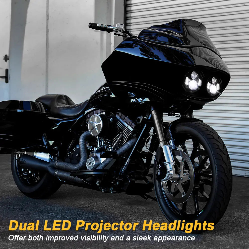 High-Performance Dual LED Headlight for Harley Road Glide 2004-2013 - Brighter & Safter Night Riding - Perfect for Cruising & Long-Distance Motorcycle Tours