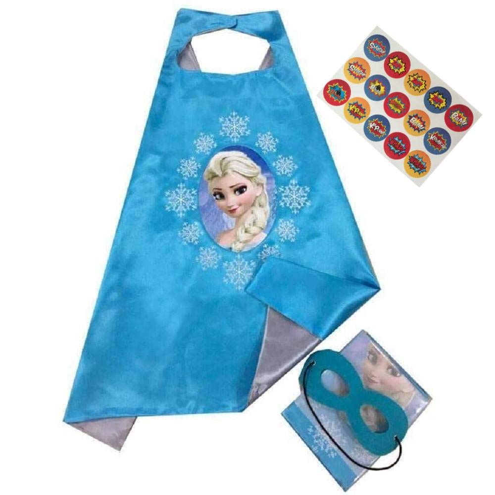 Kids Superhero Cape & Mask Costume Set with Stickers - Perfect for Dress-Up, Halloween & Birthday Parties