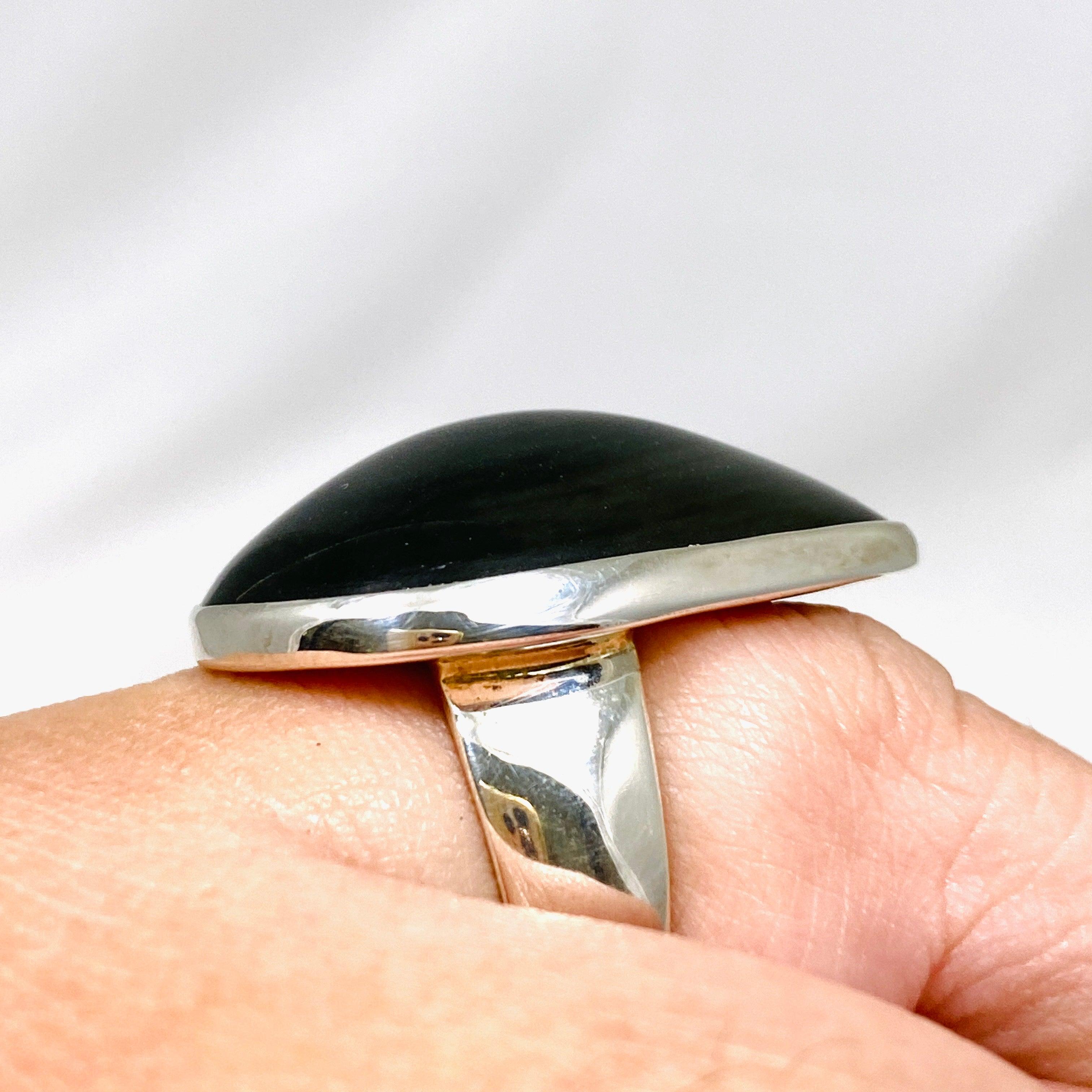 Rainbow Obsidian Freeform Ring - Size 11 - Handmade Sterling Silver Jewelry - KRGJ2812 - Perfect for Boho Fashion & Spiritual Healing