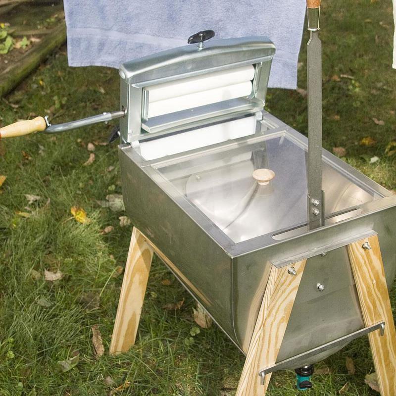 Lehman's Hand Washing Machine - Wooden Leg Laundry Agitator & Wringer Tub for Off-Grid Living, Homesteading & Emergency Preparedness