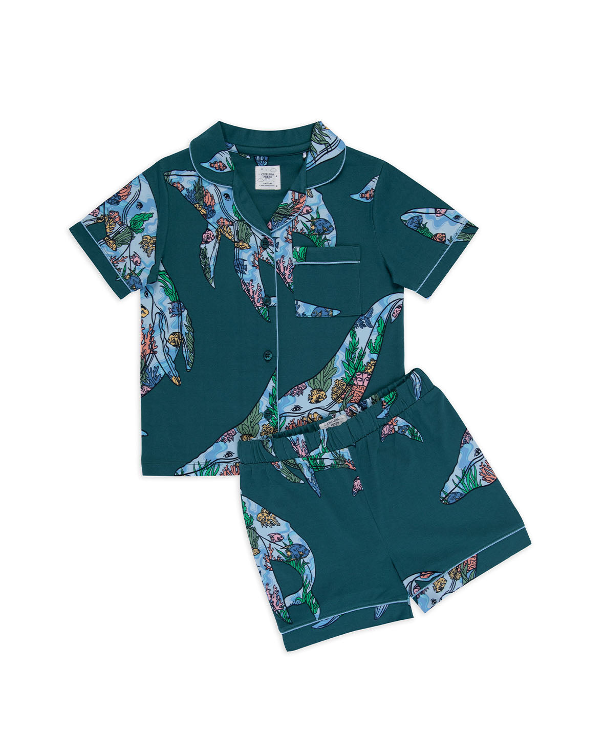 Whale Print Kids Short Pajama Set - Soft Coral Sleepwear for Boys & Girls - Perfect for Summer Nights & Sleepovers