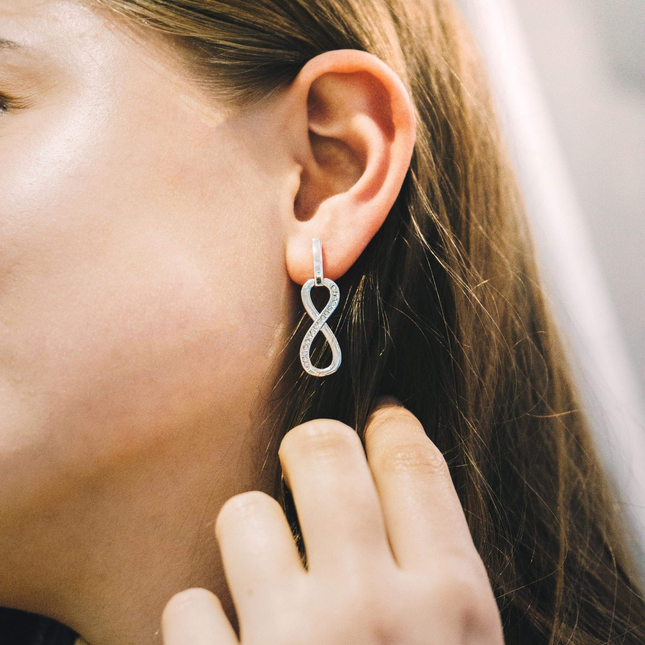 Silver Plated Infinity Drop Earrings with Zirconia® Crystals - Perfect for Parties & Weddings