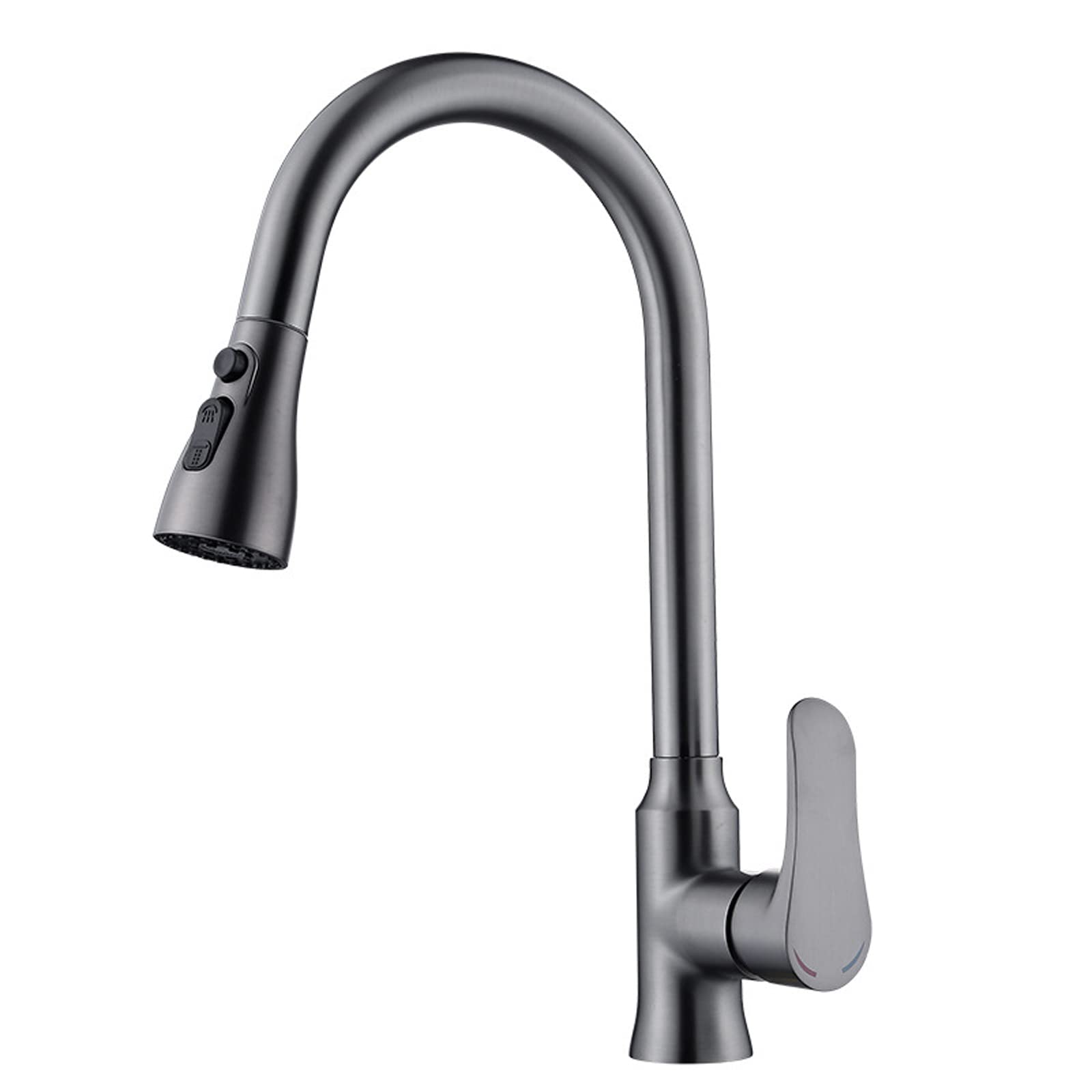High Arc Pull Down Kitchen Faucet with 3-Function Sprayer - Gun Grey Full Copper Construction - Perfect for Modern Farmhouse & Commercial Style Kitchens
