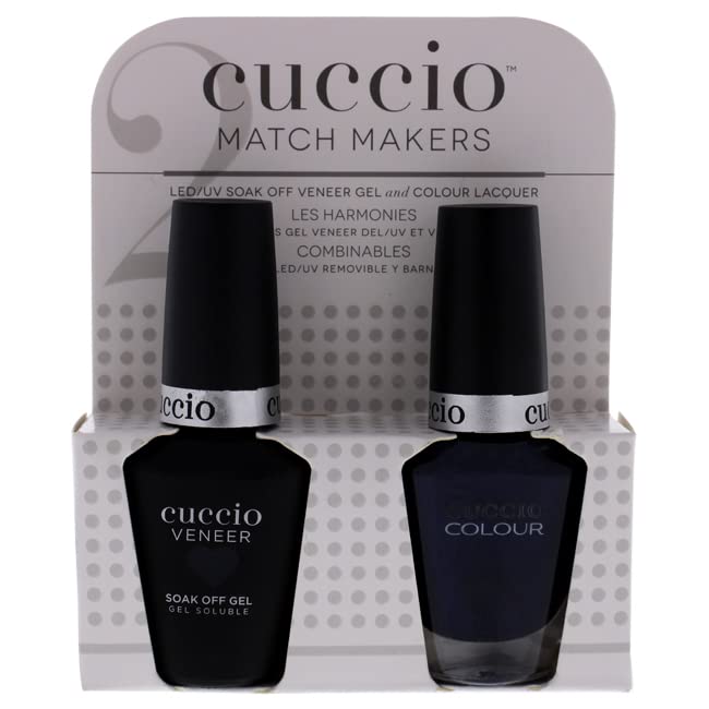 Cuccio Colour Match Makers Set - On the Nile Blue Gel & Nail Polish Kit for Women (2-Piece, 0.44oz Veneer Soak & 0.43oz Color Polish) | Perfect for Salon-Quality Manicures, Nail Art Designs & At-Home Nail Care