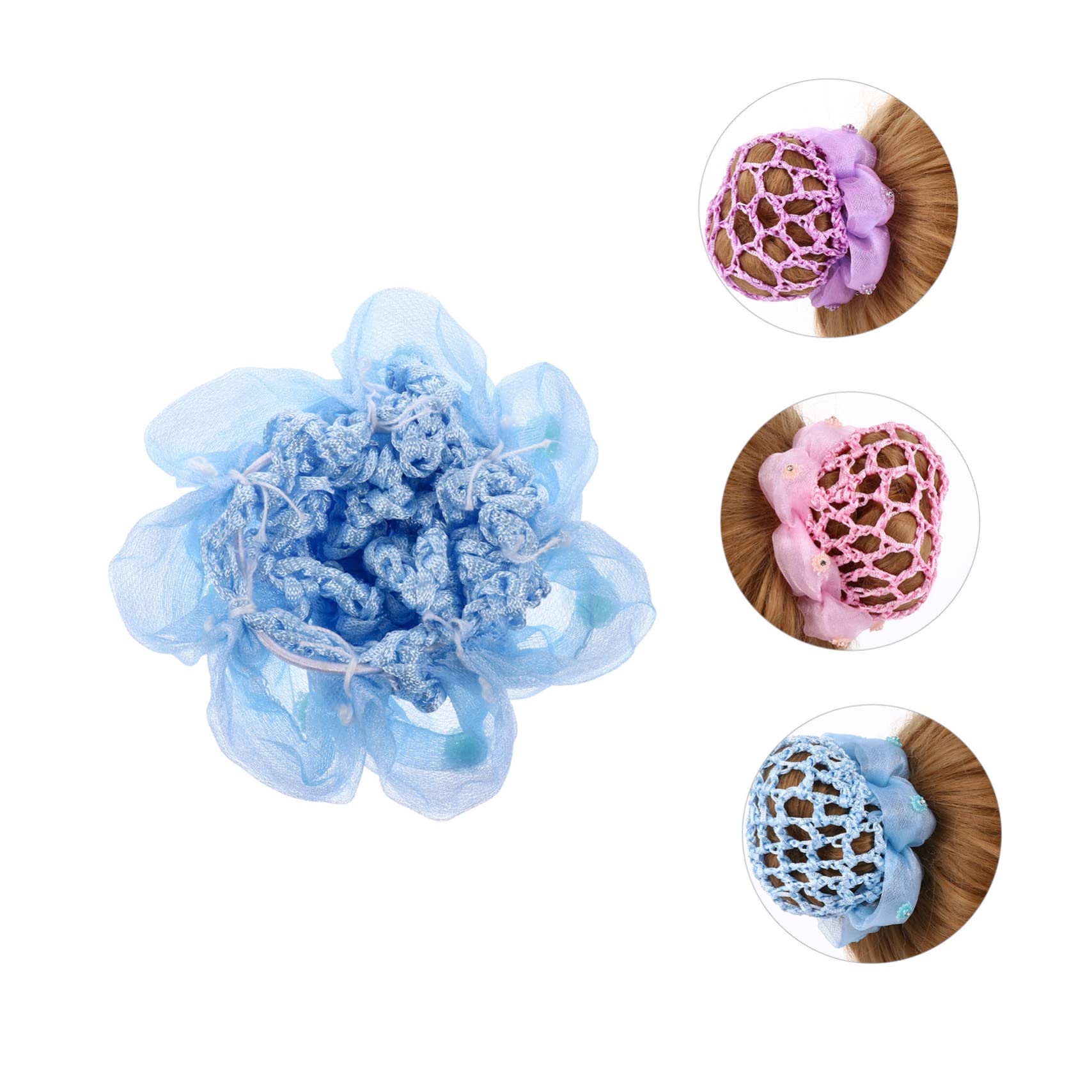 FOMIYES 5-Pack Women's Floral Hair Nets with Diamond Design - Elastic Hair Ties & Styling Hairpins for Weddings, Parties, and Daily Use