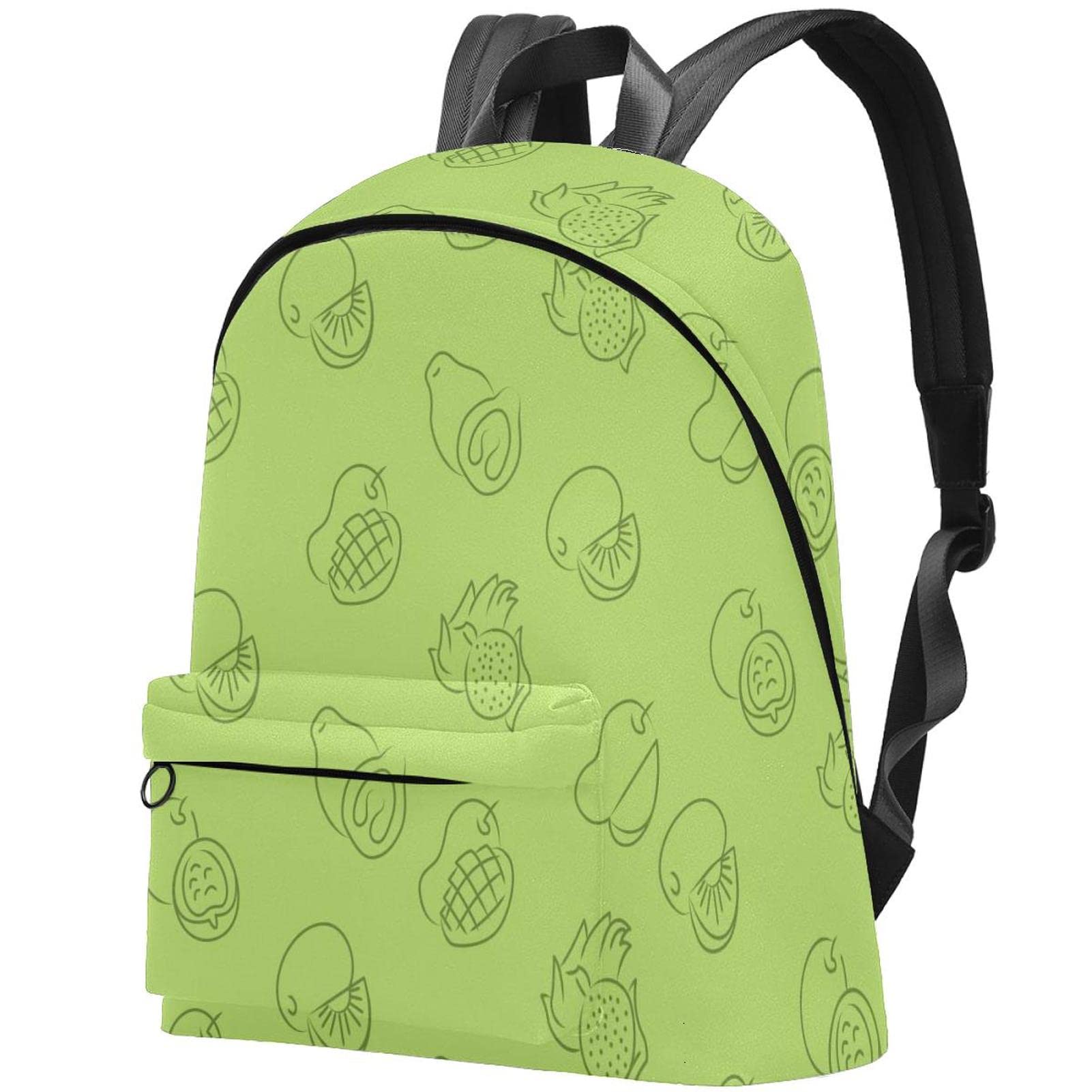 17 Inch Laptop Backpack for Women & Girls - Large Capacity Canvas School Bookbag with Adjustable Straps - Business Travel, College, Casual Daypack - Summer Fruits Avocado Green Pattern - Perfect for Work, School & Travel