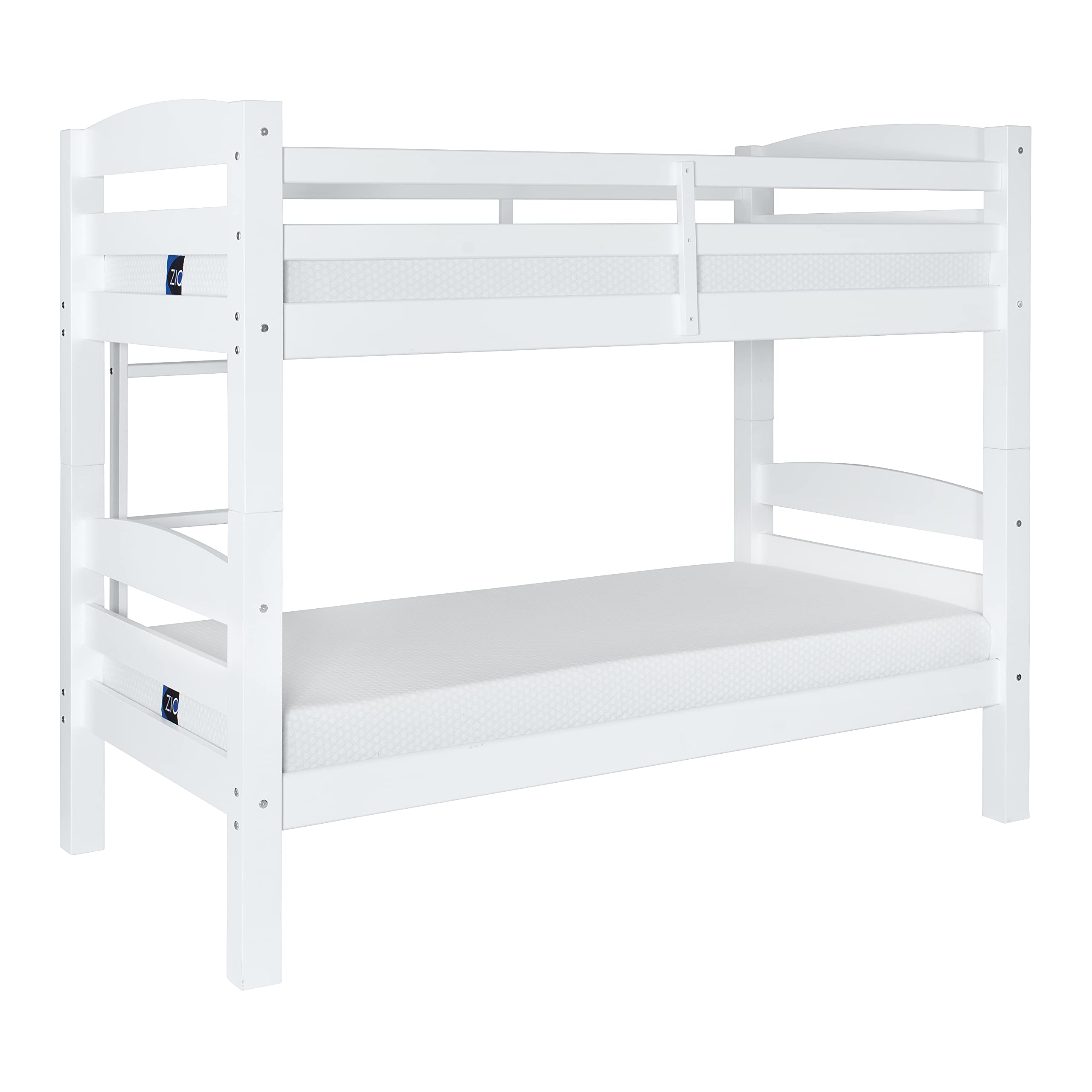 Powell Levi White Twin Over Twin Bunk Bed - Space Saving Kids Bedroom Furniture for Siblings or Sleepovers | Sturdy Wooden Bunk Beds for Small Rooms & Shared Bedrooms