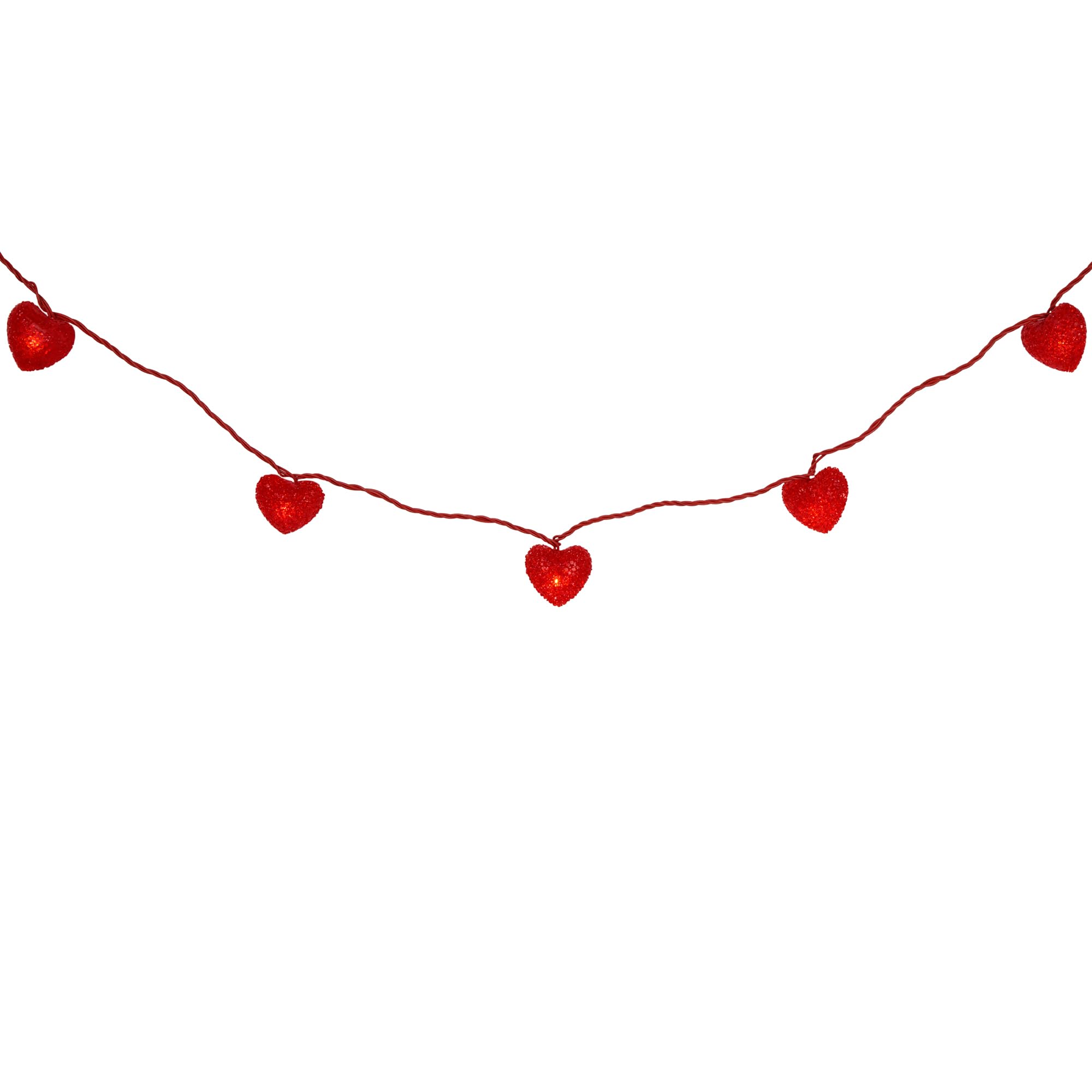 Northlight 10-Count Red Heart Mini Valentine's Day LED Lights - 7.5ft Red Wire String Lights for Romantic Decor, Wedding, Party & Home Decoration