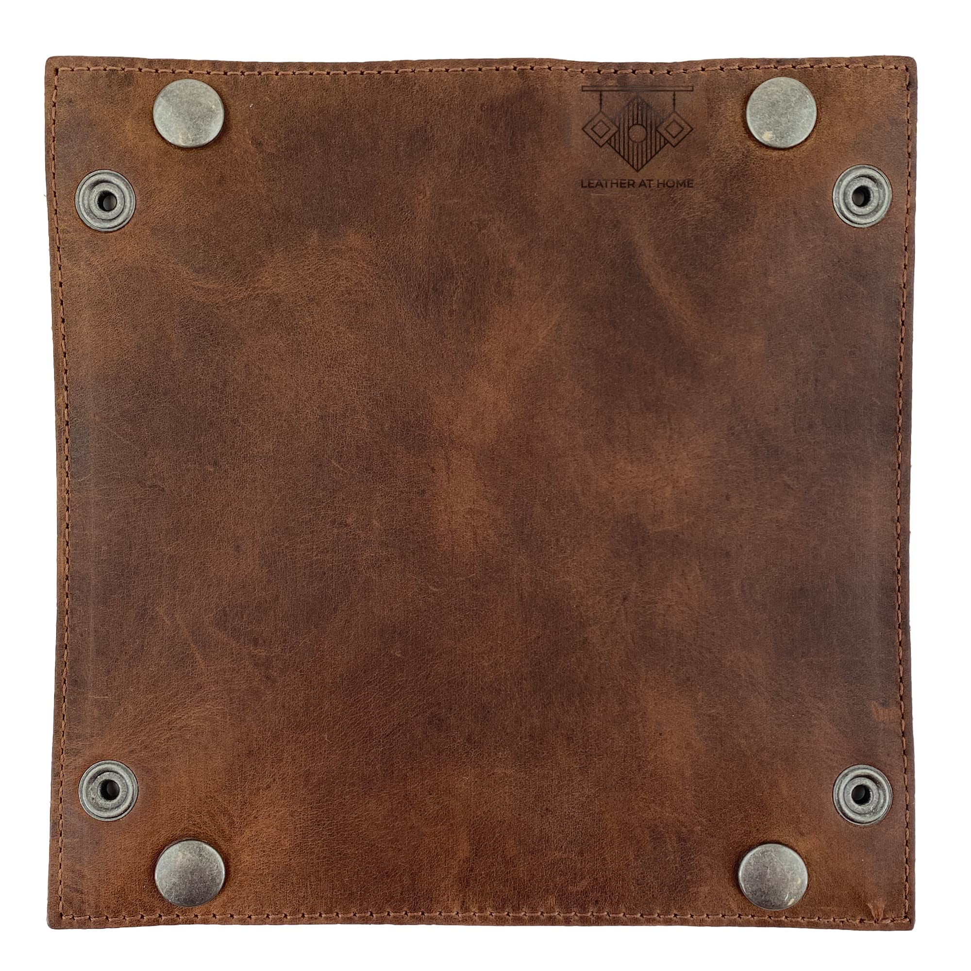 Handmade Full Grain Leather Catchall Tray - Key Wallet, Coin Box & Storage Valet with Brass Snaps | Home Organization & Travel Essentials | Perfect for Nightstand, Dresser & Entryway Organization (Cinnamon)