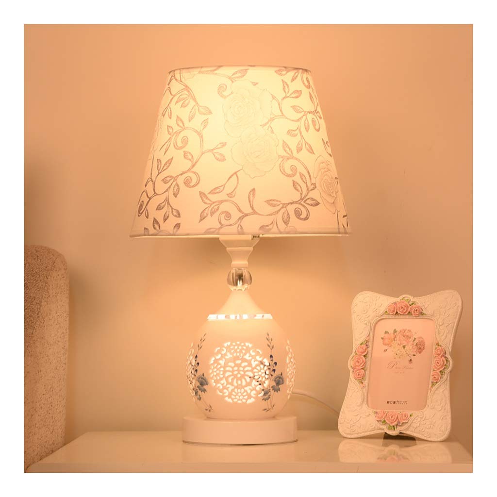 Ceramic Nightstand Lamp with Linen Shade - Stepless Dimming Bedside Table Lamp with Night Light for Bedroom, Living Room & Office (3 Color Options) - Perfect for Reading, Relaxing & Creating Ambiance