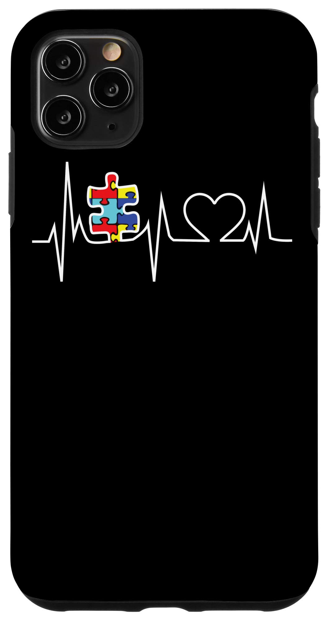 iPhone 11 Pro Max Case - Autism Awareness Puzzle Heartbeat Design - Thoughtful Gift for Autism Support - Perfect for Daily Use, Work & School