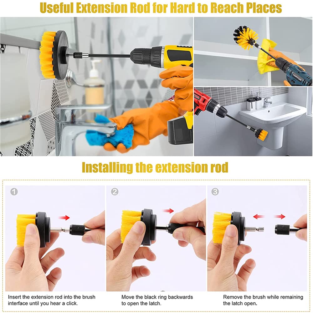 Power Drill Brush Kit - Car Detailing & Polishing Pads for Interior, Boat, Bathroom Cleaning