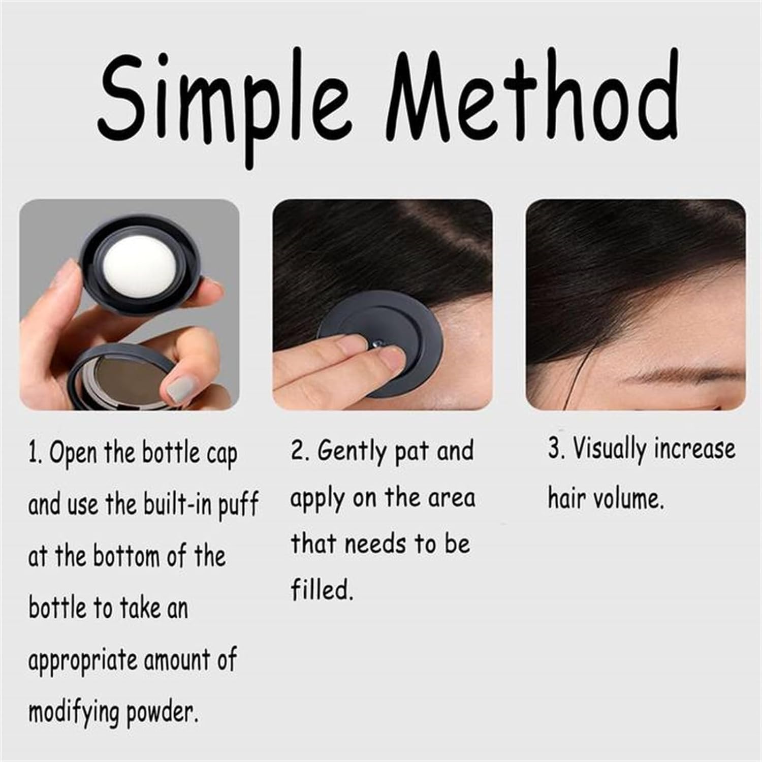 Veinsgrain Hair Color Powder - Natural Hair Shading & Toppers for Instant Coverage (Black) | Perfect for Root Touch-Ups, Gray Coverage & Everyday Styling