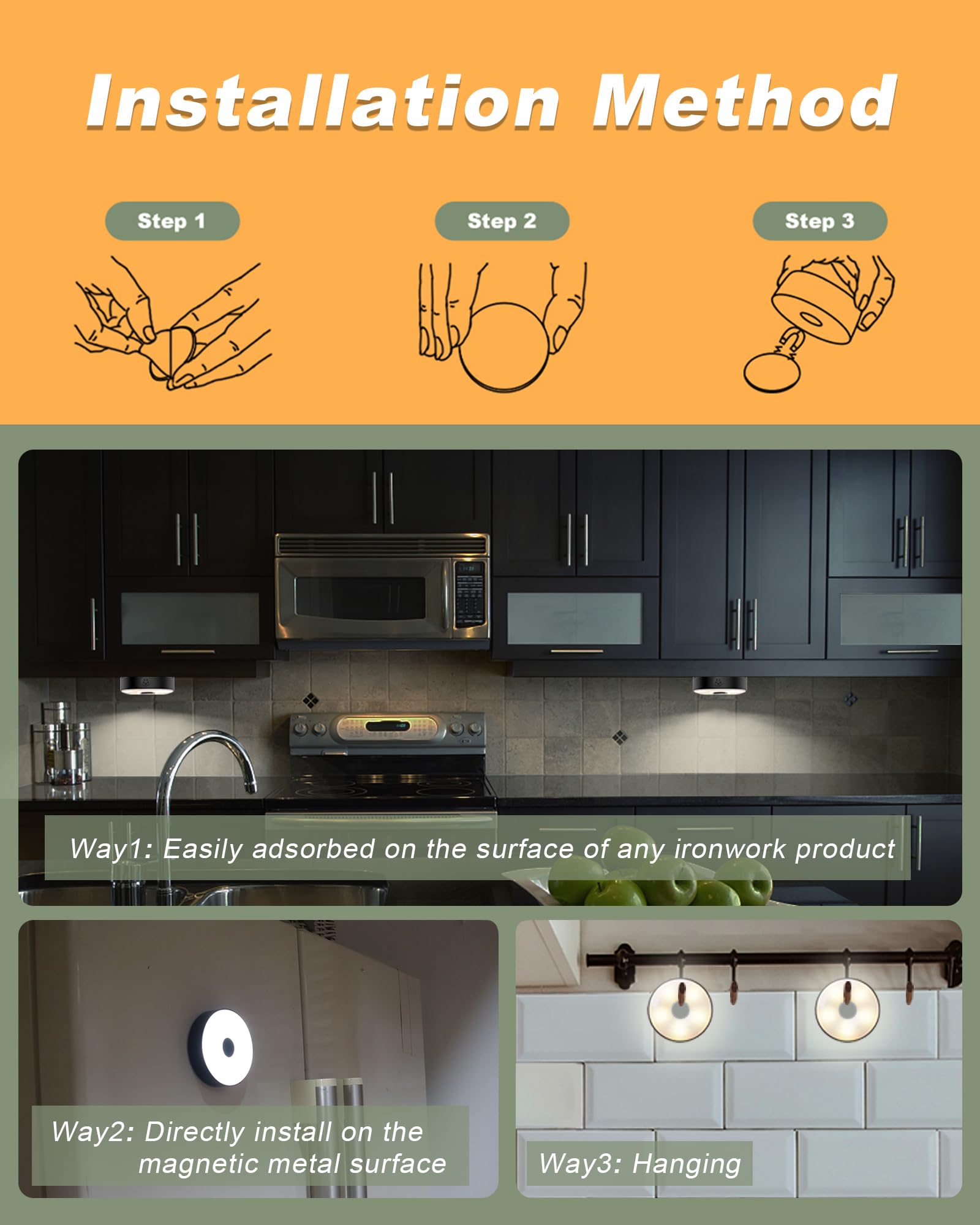 Remote-Controlled Puck Lights - 4 Pack Magnetic Under Cabinet Lights with 900mAh Rechargeable Battery, Wireless Kitchen Lighting for Cabinets, Closets & Shelves - Perfect for Home, Office and Commercial Spaces