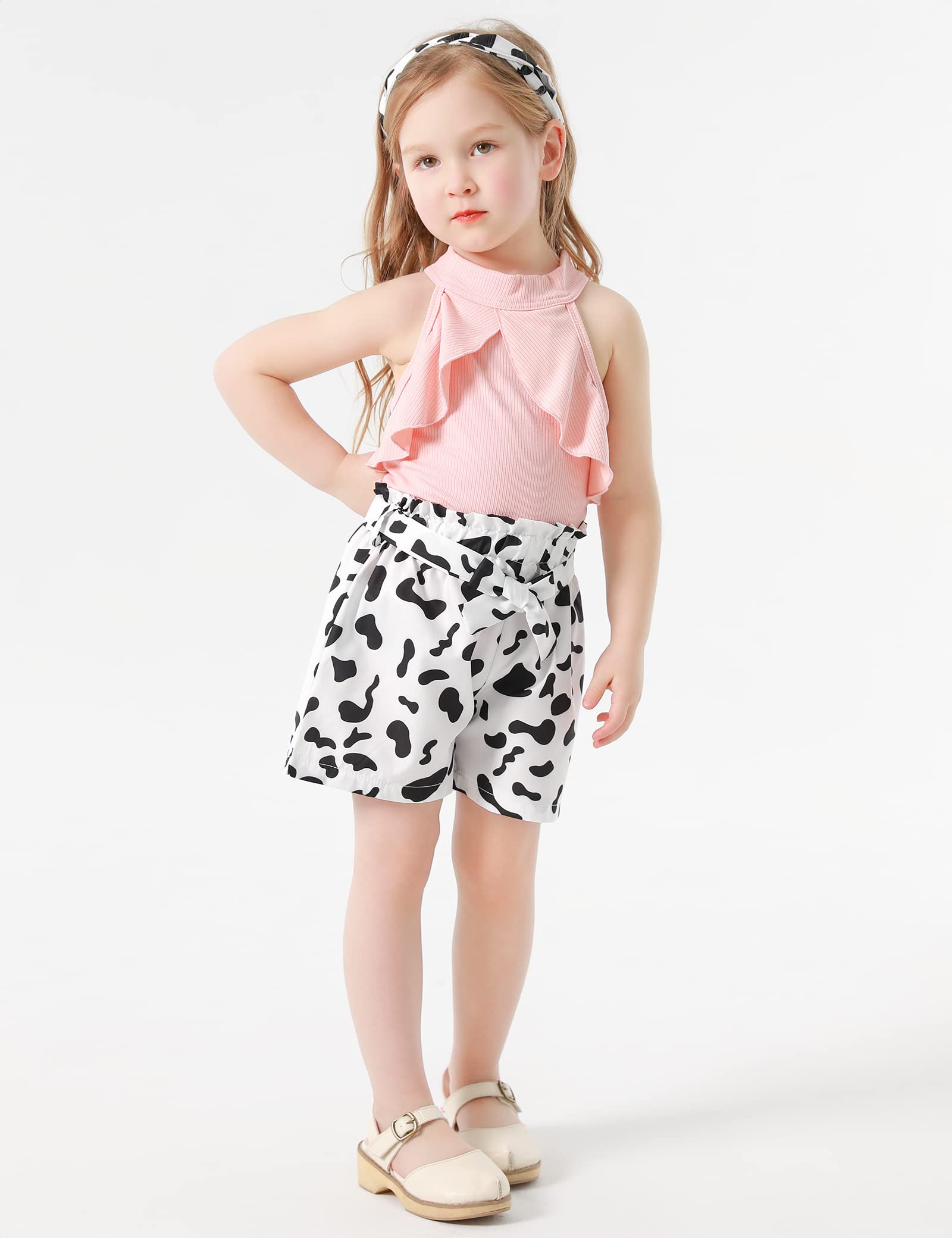 Toddler Girl Summer Outfit Set - Cute 3-Piece Cotton T-Shirt, Shorts & Headband for Baby Girls | Perfect for Playdates, Beach & Birthday Gifts