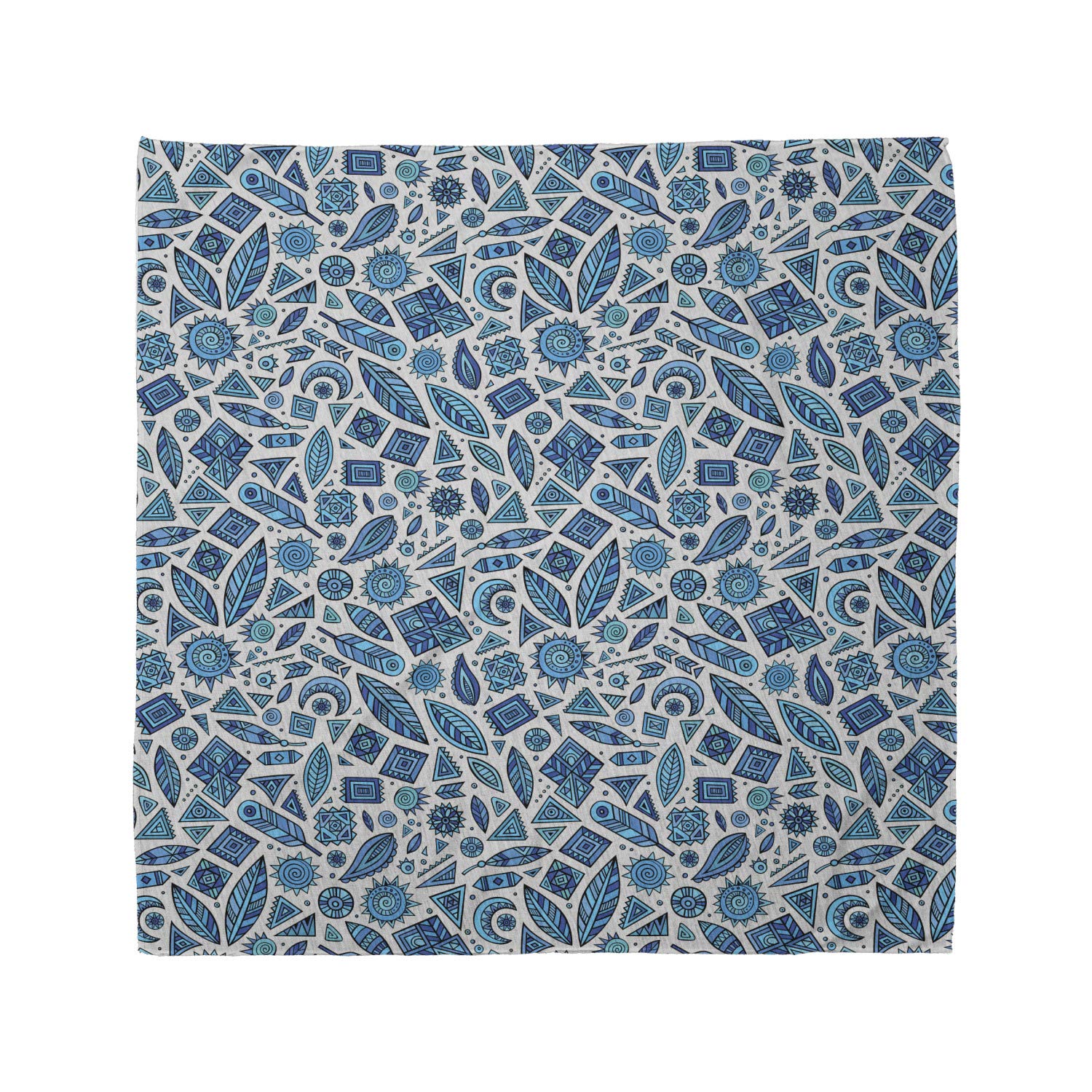 Ambesonne Ethnic Bandana - Tribal Blue Monochrome Boho Scarf - Unisex Head Wrap & Neck Tie for Men & Women - Perfect for Music Festivals, Outdoor Adventures & Boho Fashion
