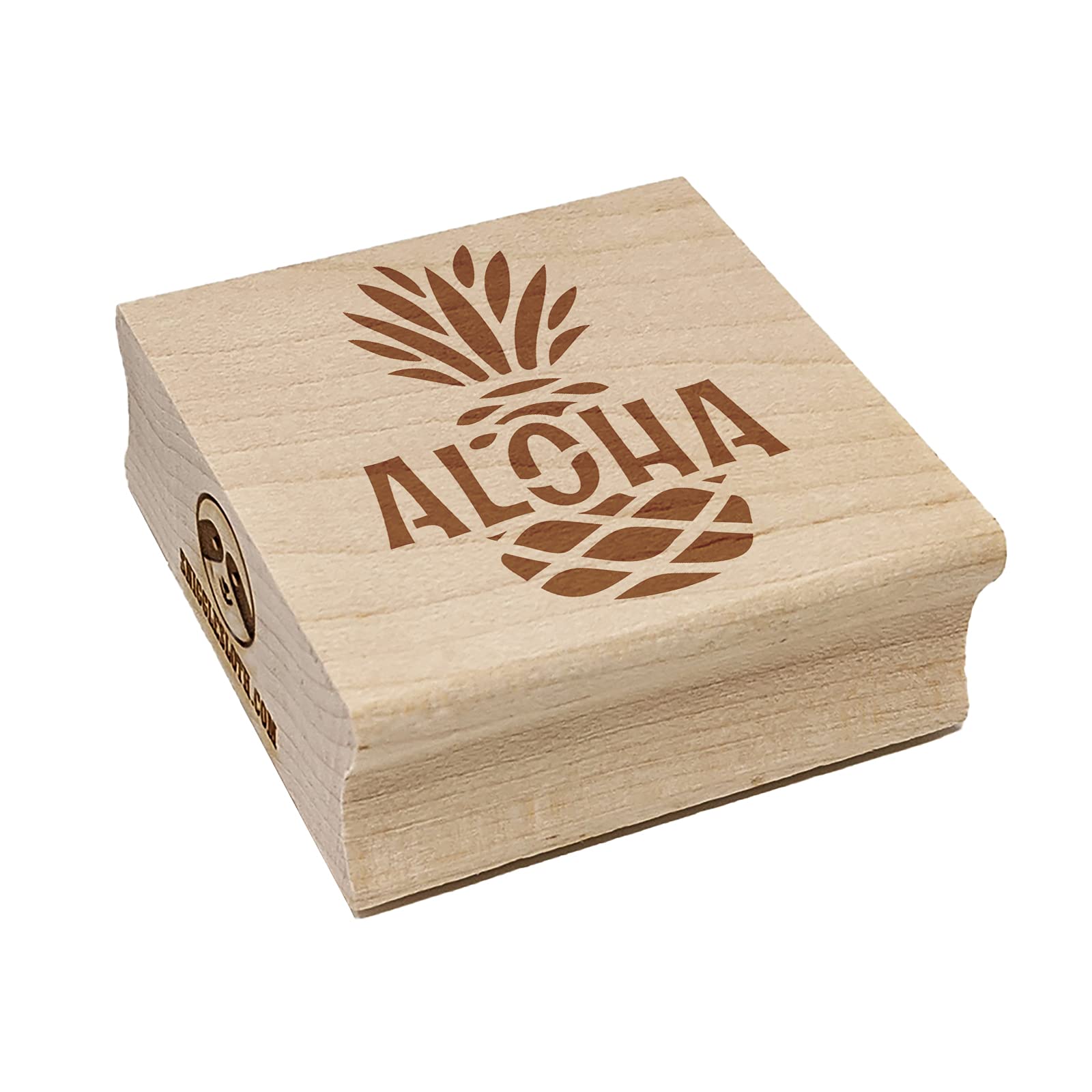 Aloha Pineapple Tropical Fruit Hawaii Square Rubber Stamp for Stamping, Scrapbooking & DIY Crafts - 1.75 Inch Medium Size - Perfect for Hawaiian Theme Parties, Summer Decorations & Gift Wrapping