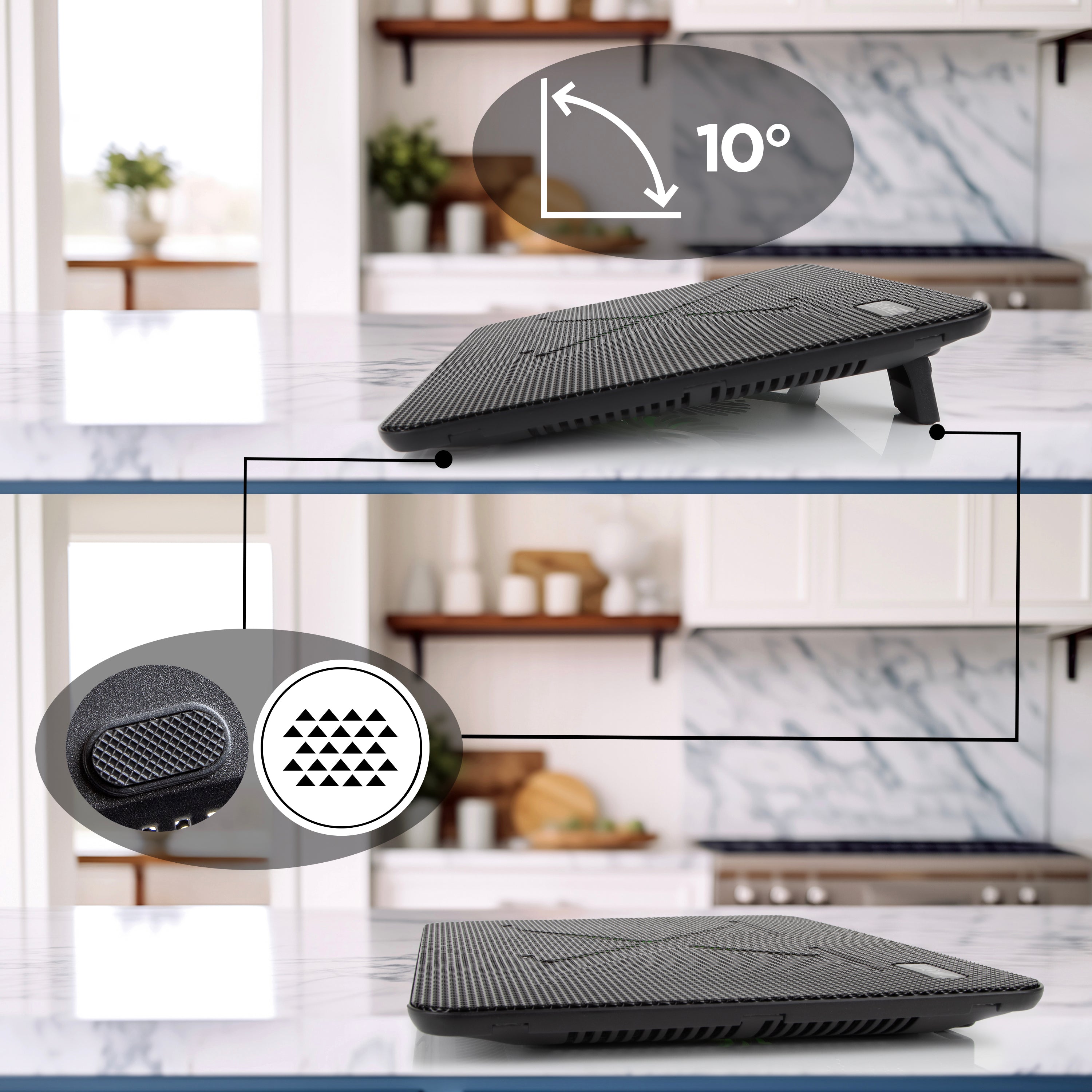 Duronic LC2 Laptop Cooling Pad with Dual 1200 RPM Fans - Adjustable Ergonomic Cooler Stand for 11-17 Inch Laptops, Lightweight Design with LED Lights - Ideal for Work, Study, Gaming & Office Use