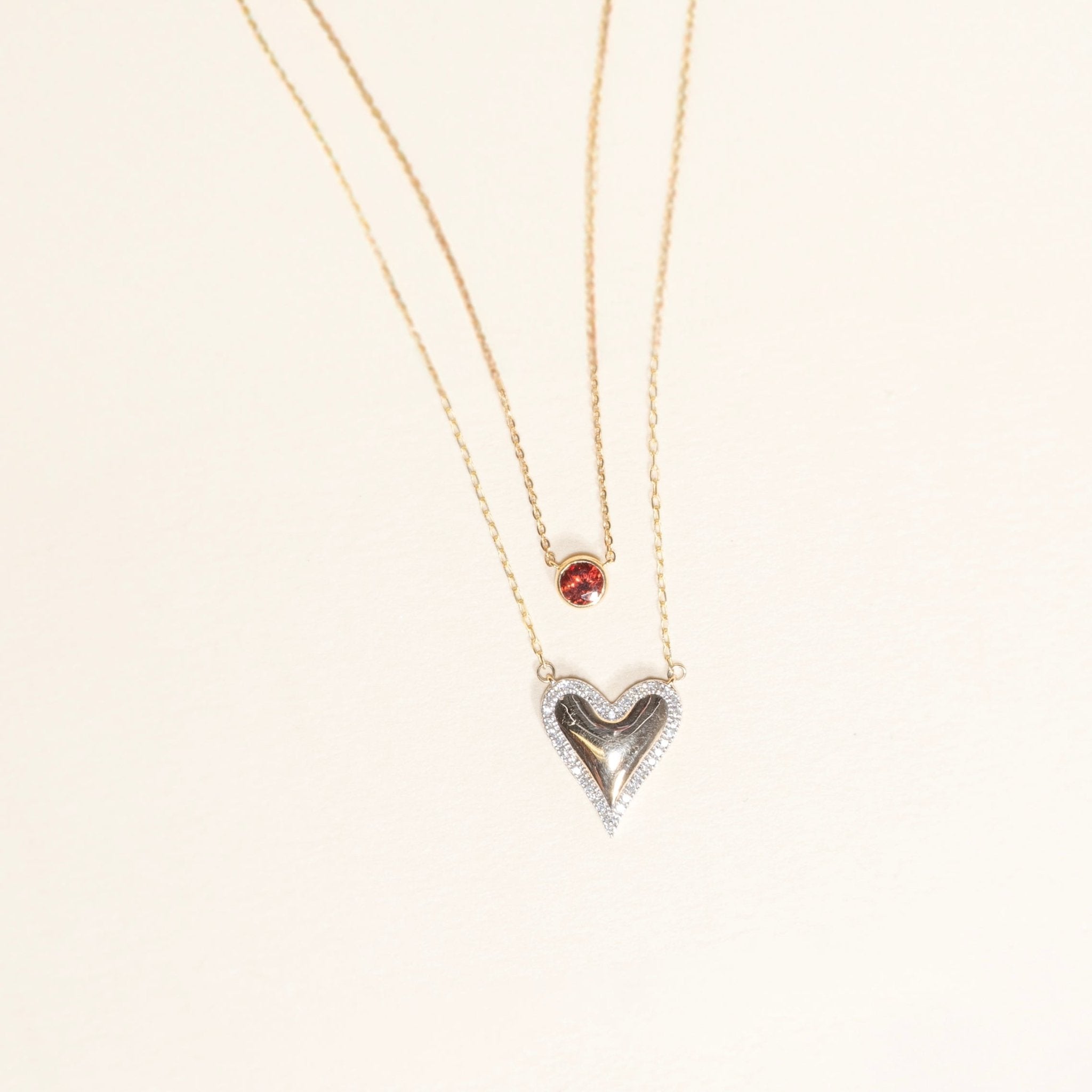 Garnet Station Necklace - Bezel Set in Solid 14k Yellow Gold | Elegant Everyday Jewelry for Women, Perfect Gift for Birthday, Anniversary & Valentine's Day