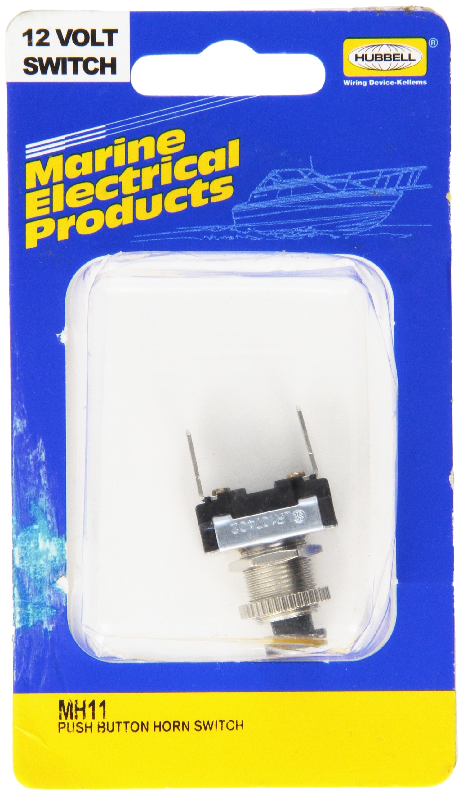 Hubbell MH11 Black Push-Button Horn Switch - Durable Industrial-Grade Switch for Machinery, Vehicles, and Control Panels