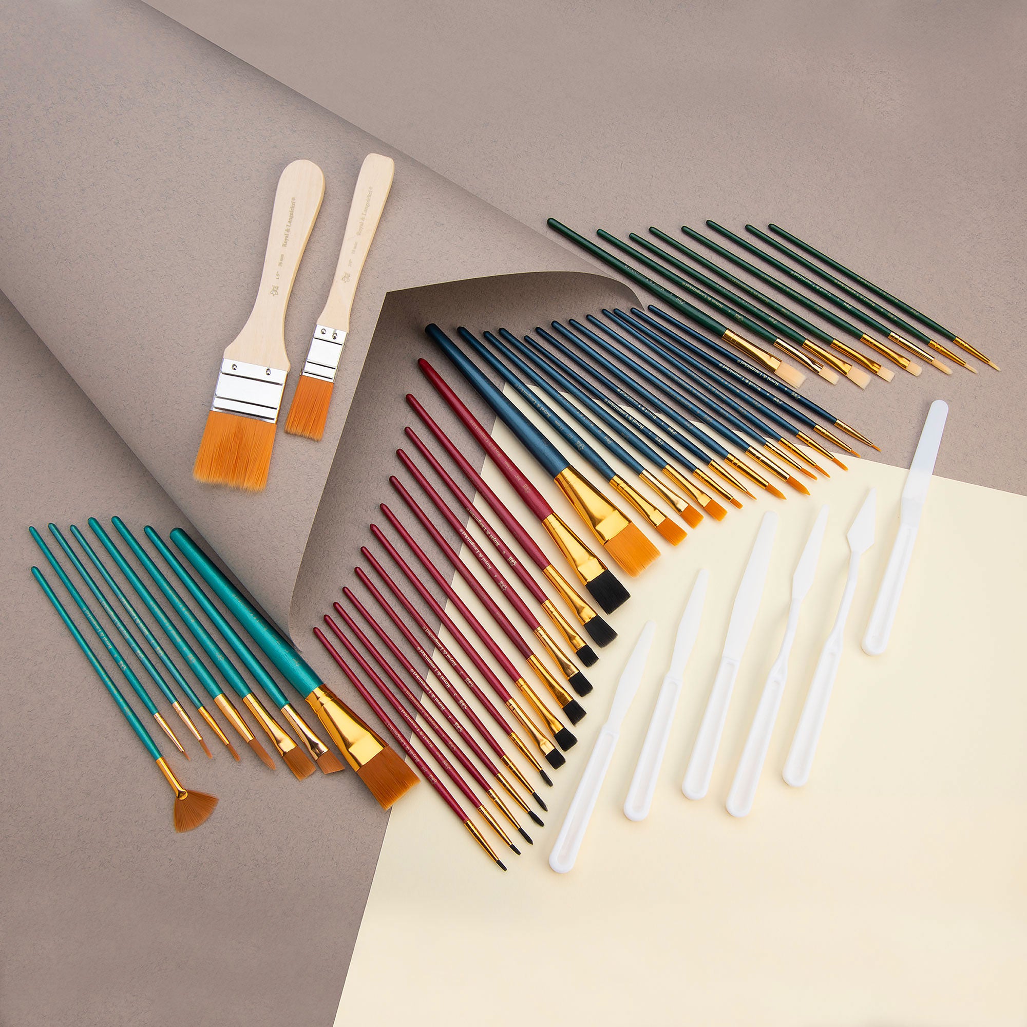 50-Piece All Media Paint Brush Set for Acrylic, Oil, Watercolor - Perfect for Artists, Beginners & Hobbyists - Ideal for Canvas, Paper & Wood Painting